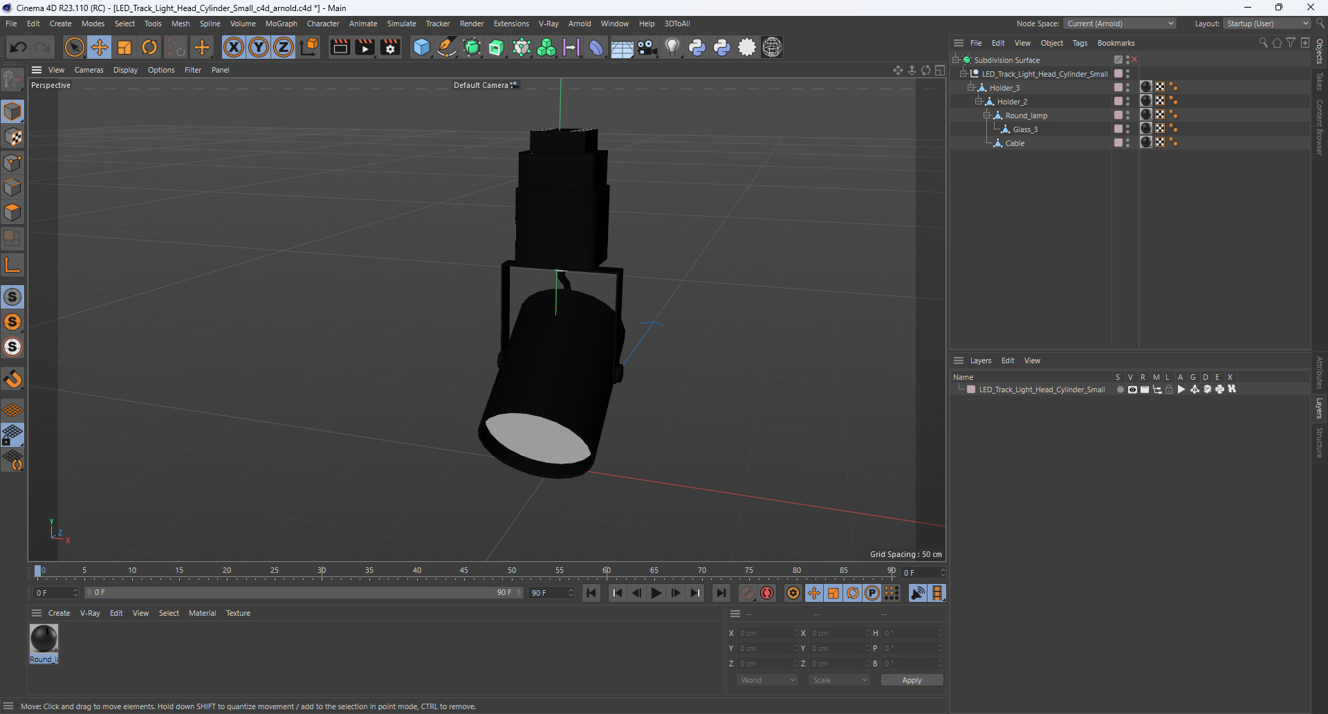 3D model LED Track Light Head Cylinder Small