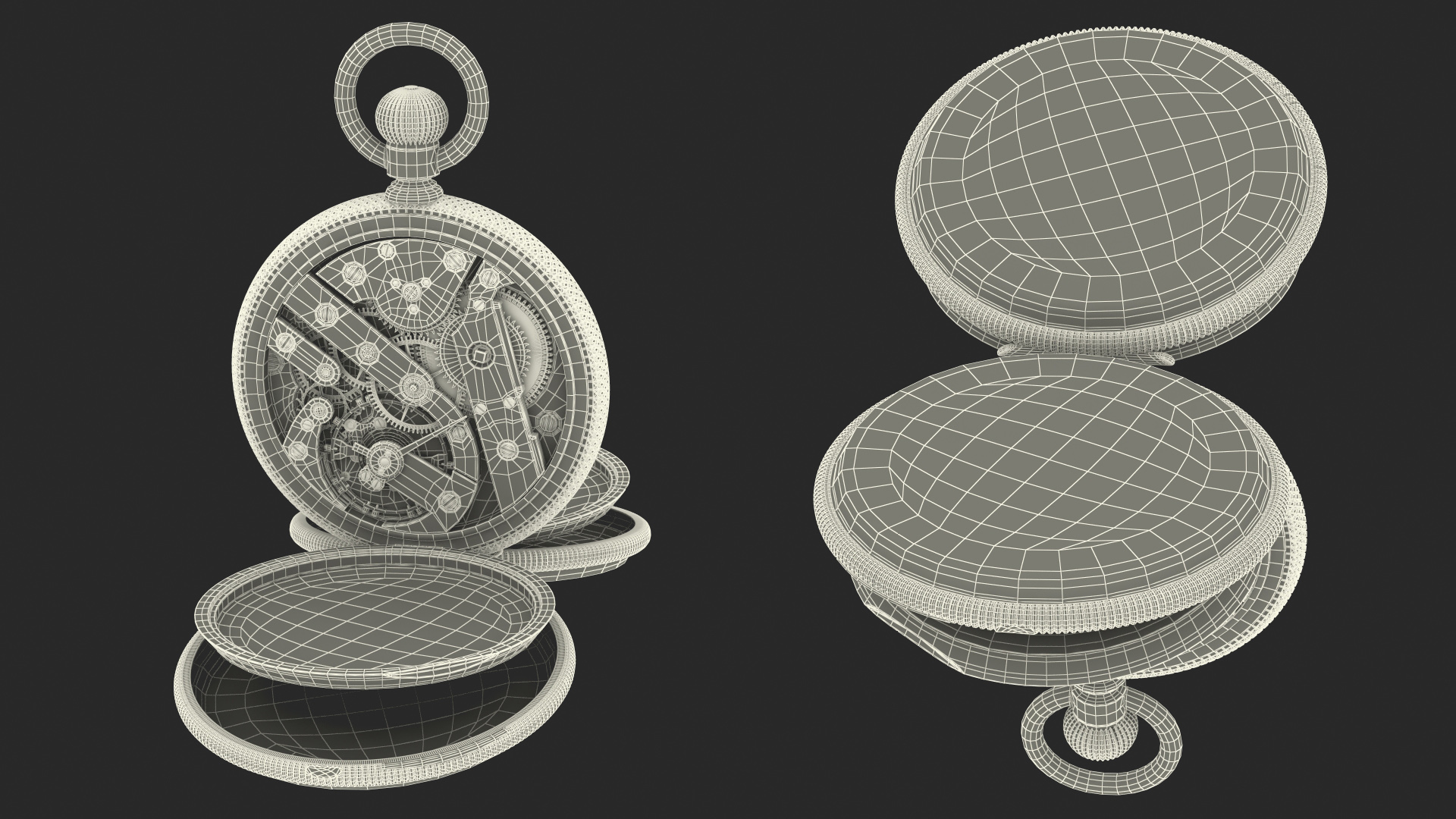 3D Vintage Brass Pocket Watch Closed model