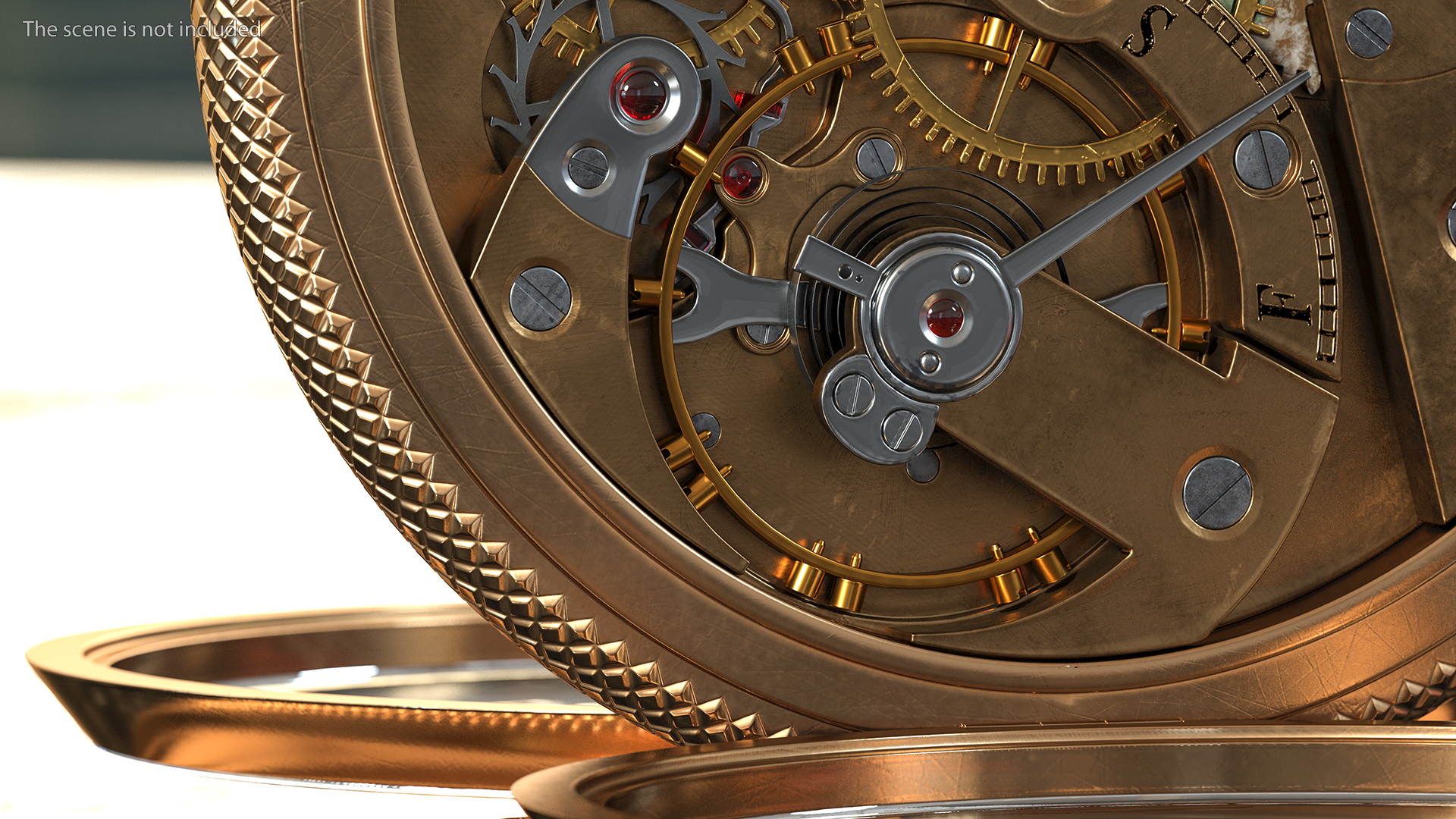 3D Vintage Brass Pocket Watch Closed model
