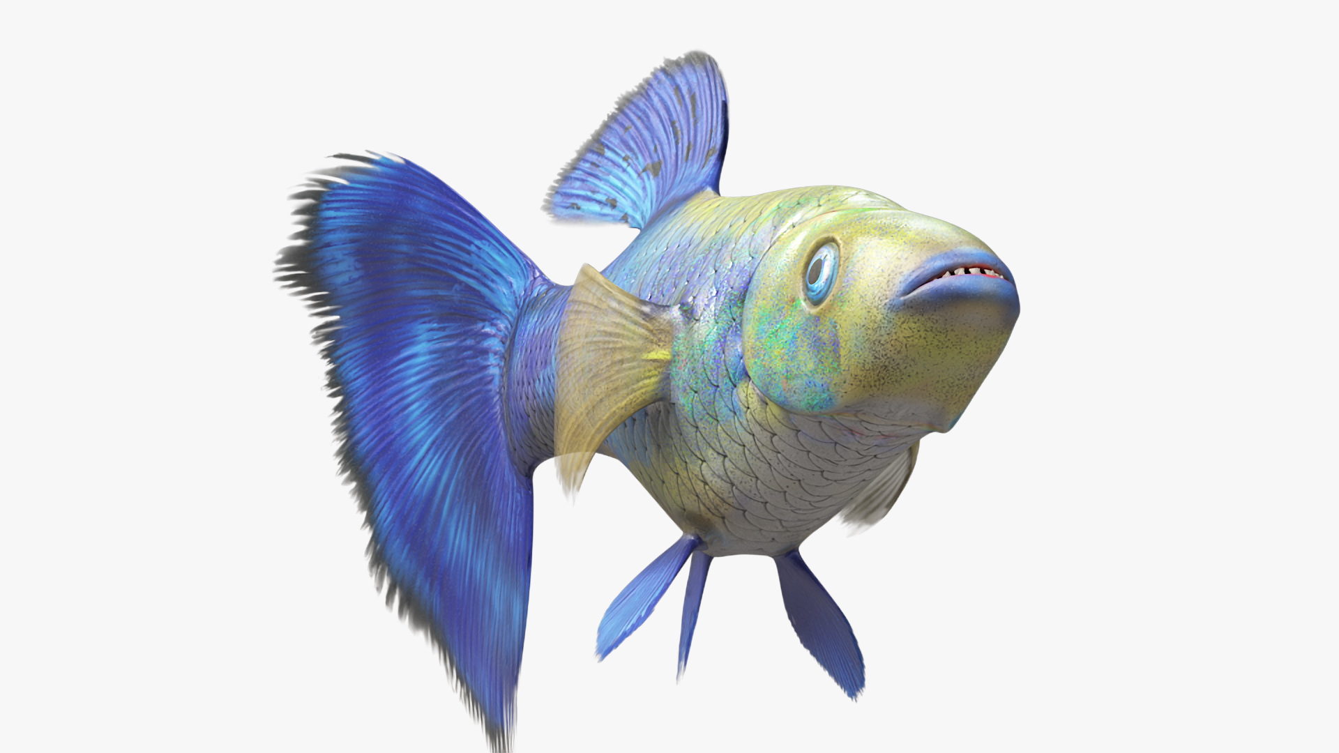Guppy Fish Blue Diamond Rigged for Cinema 4D 3D model