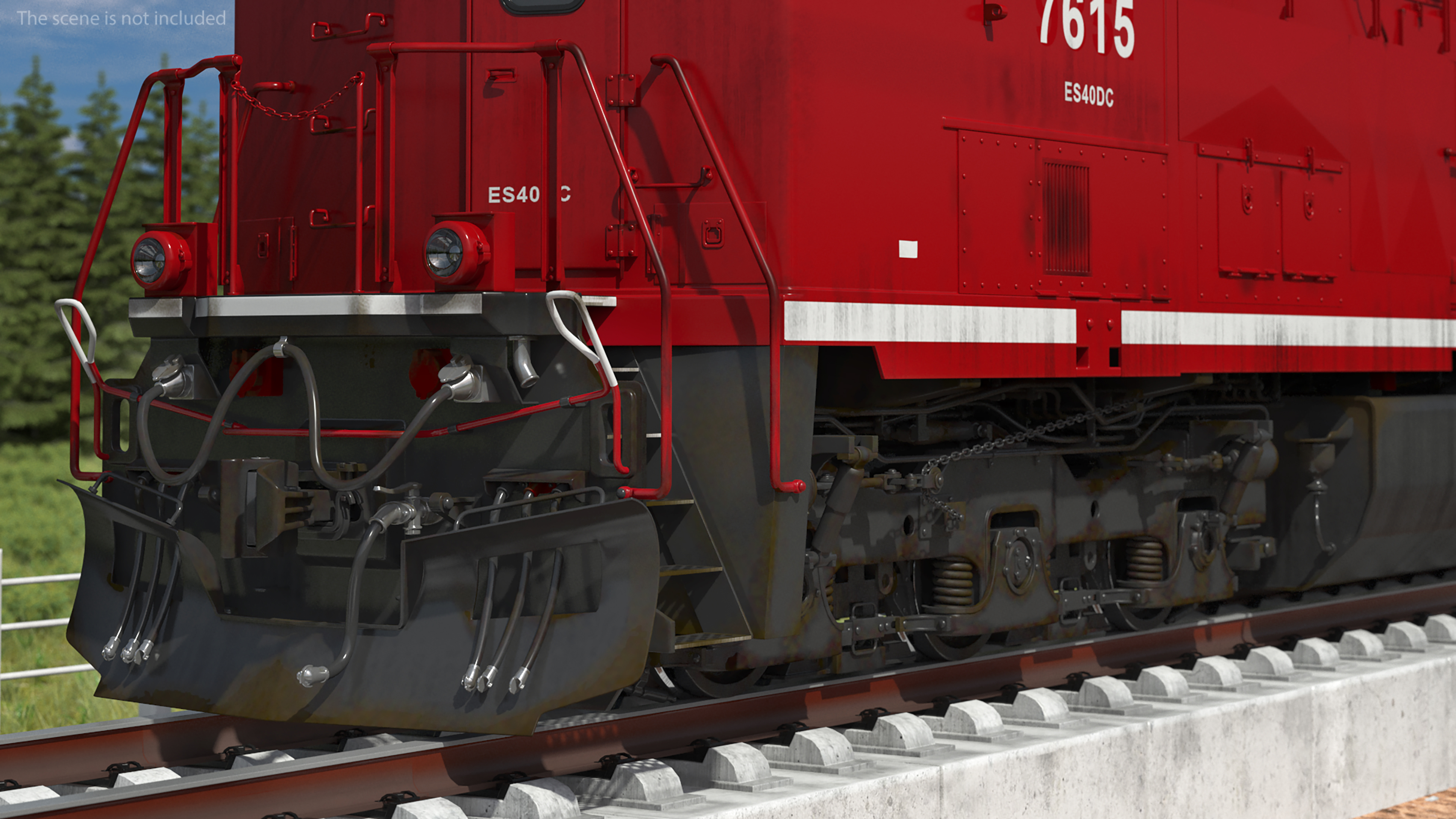 3D Freight Train with Autorack Train Car on Railway model