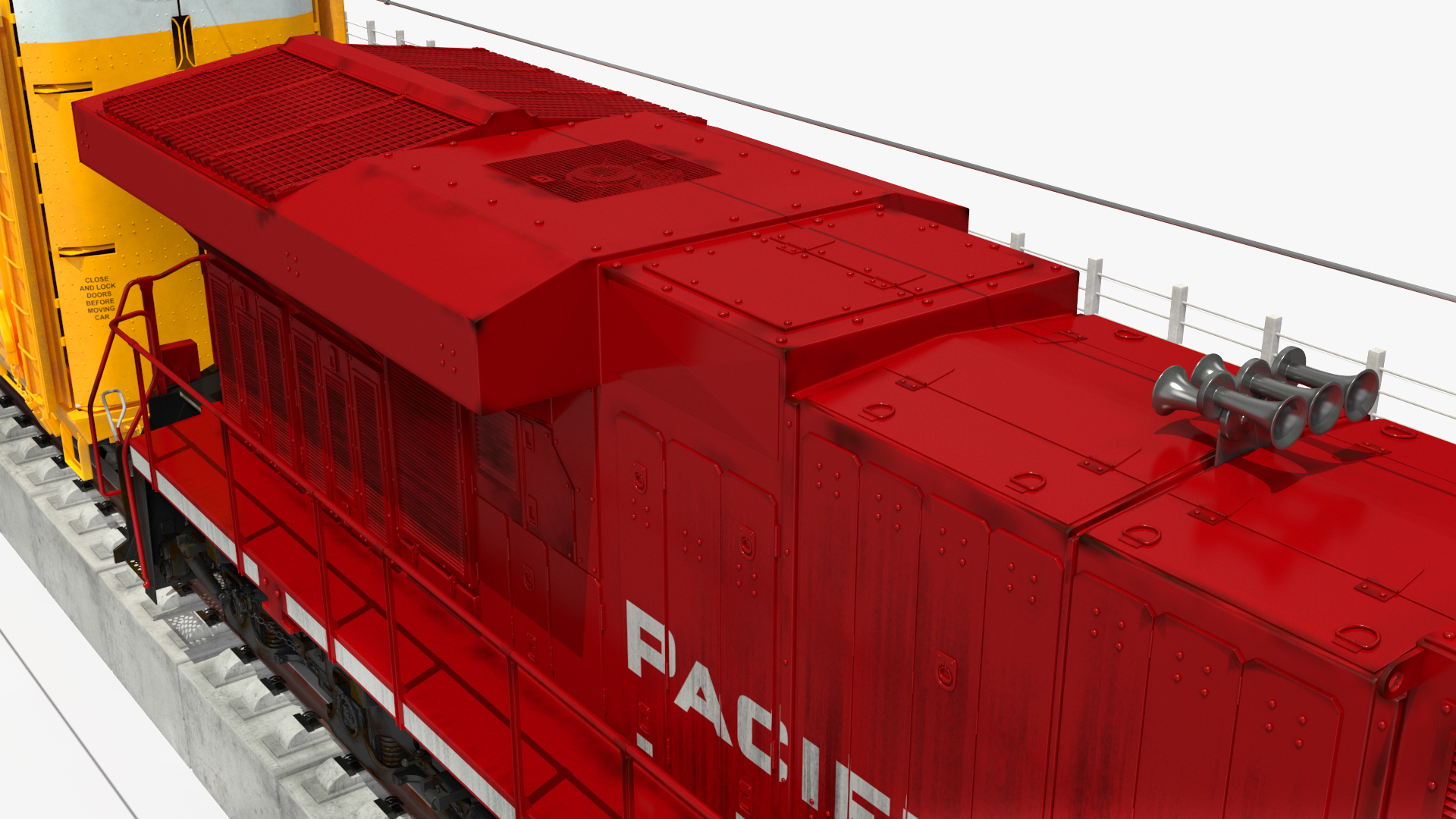 3D Freight Train with Autorack Train Car on Railway model