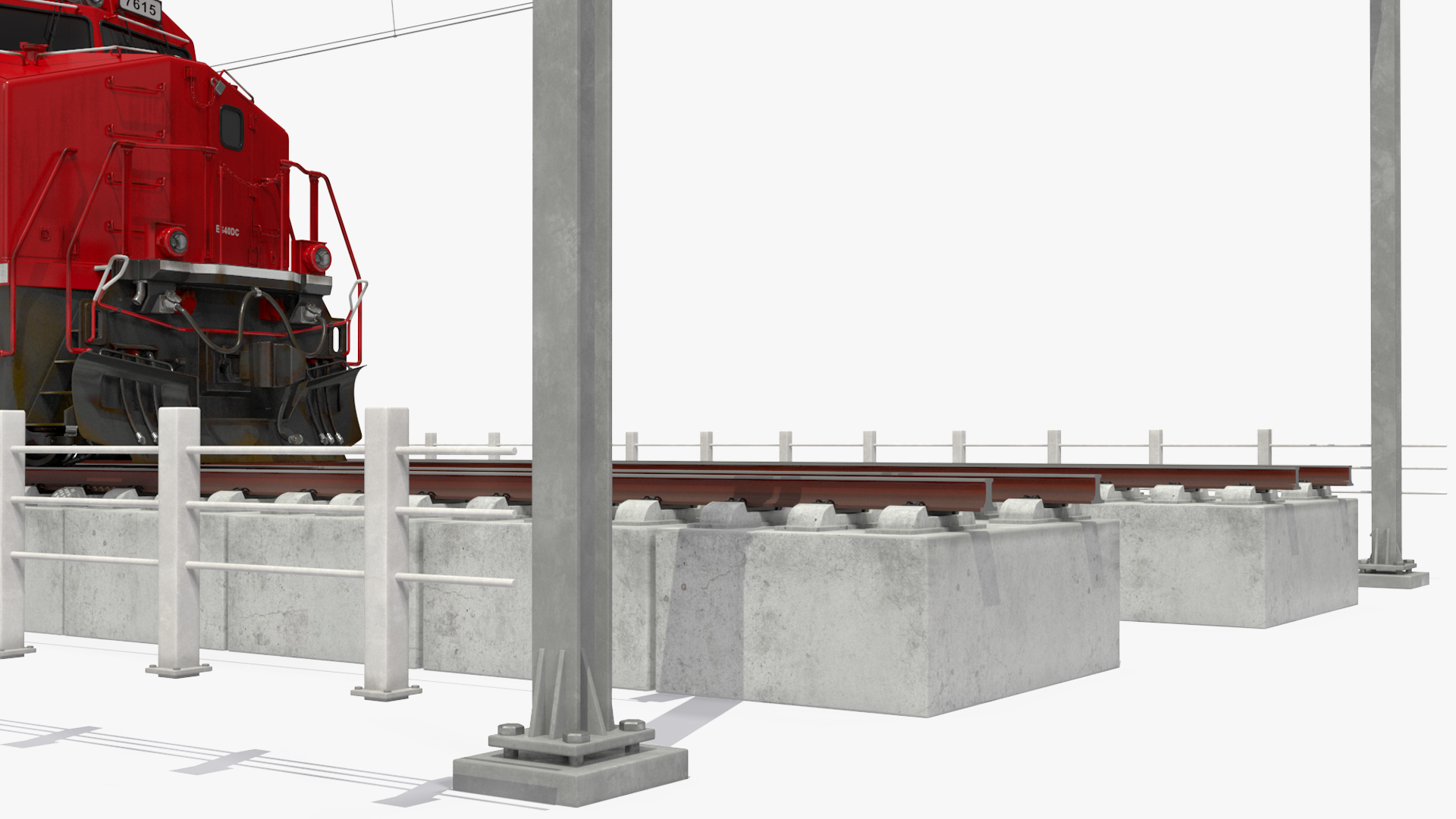 3D Freight Train with Autorack Train Car on Railway model