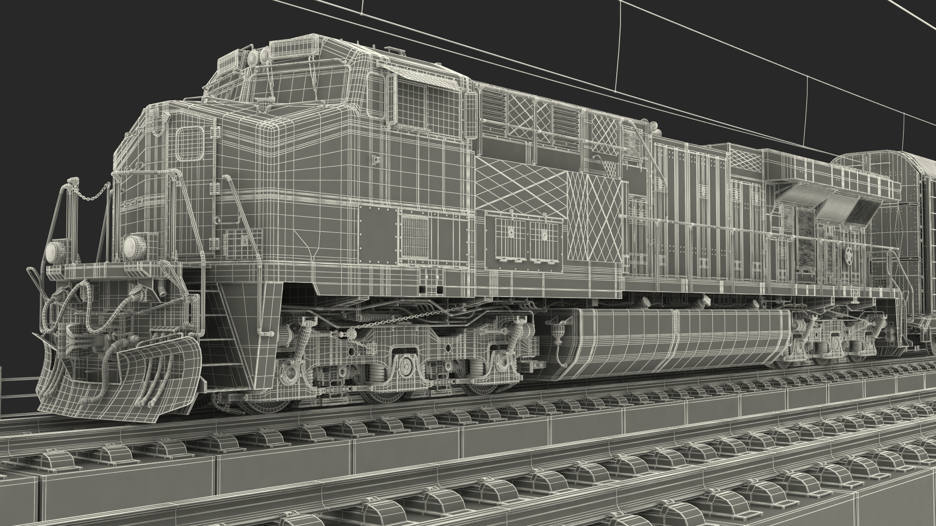 3D Freight Train with Autorack Train Car on Railway model