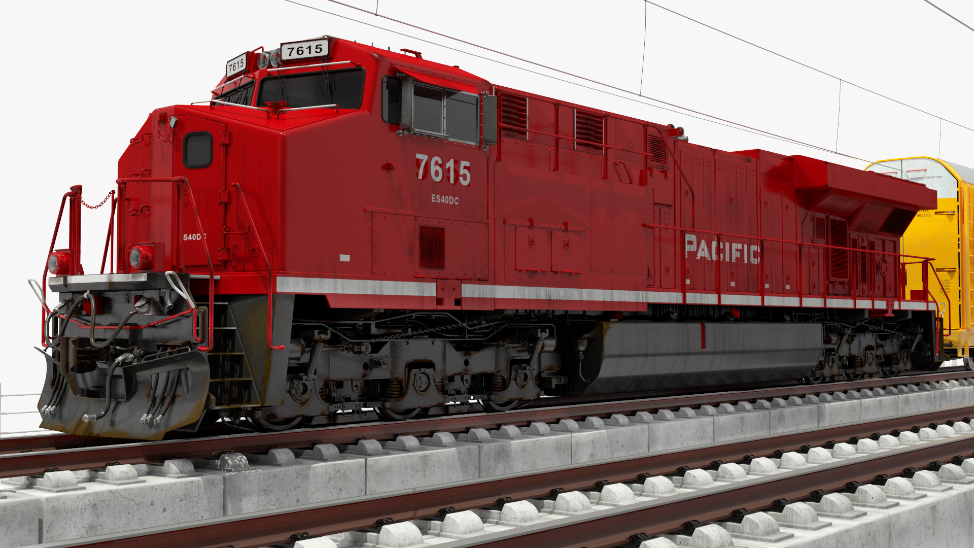 3D Freight Train with Autorack Train Car on Railway model