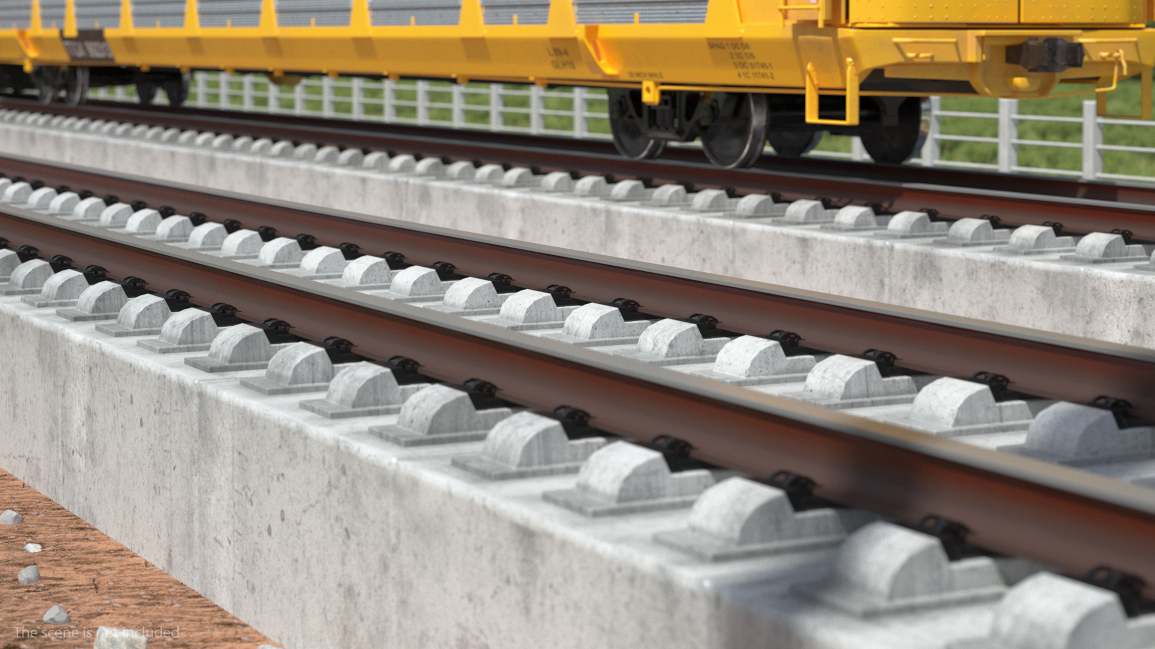 3D Freight Train with Autorack Train Car on Railway model