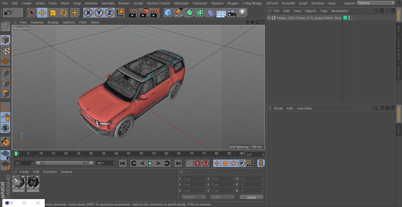 3D model 2023 Rivian R1S Quad Motor Red