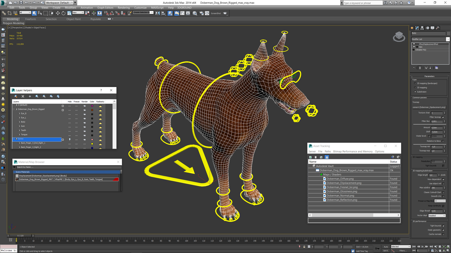 Doberman Dog Brown Rigged for Cinema 4D 3D model