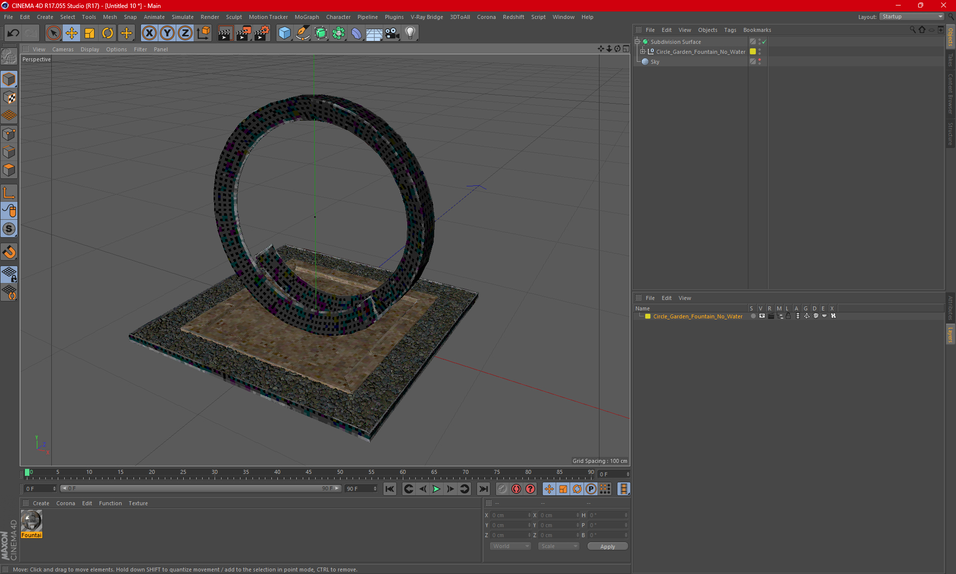 3D Circle Garden Fountain No Water