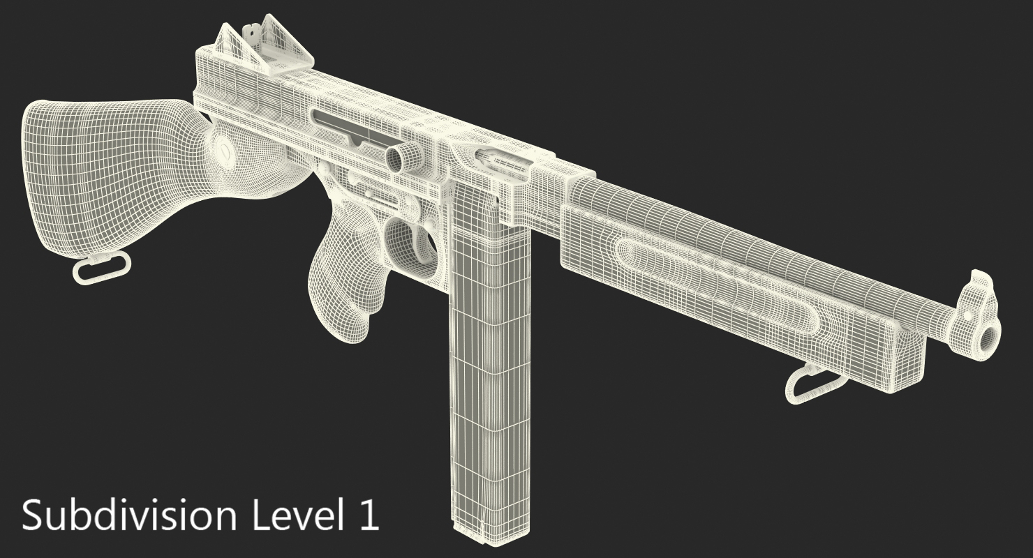 Submachine Gun Thompson M1A1 SMG 3D