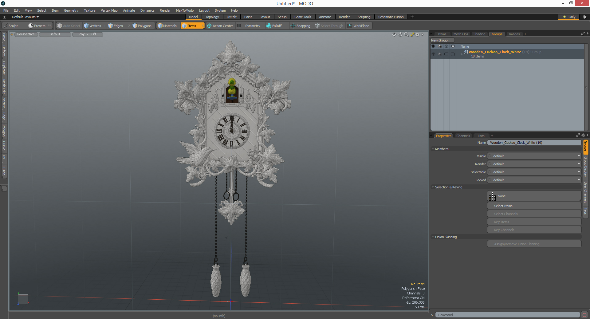 3D model Wooden Cuckoo Clock White