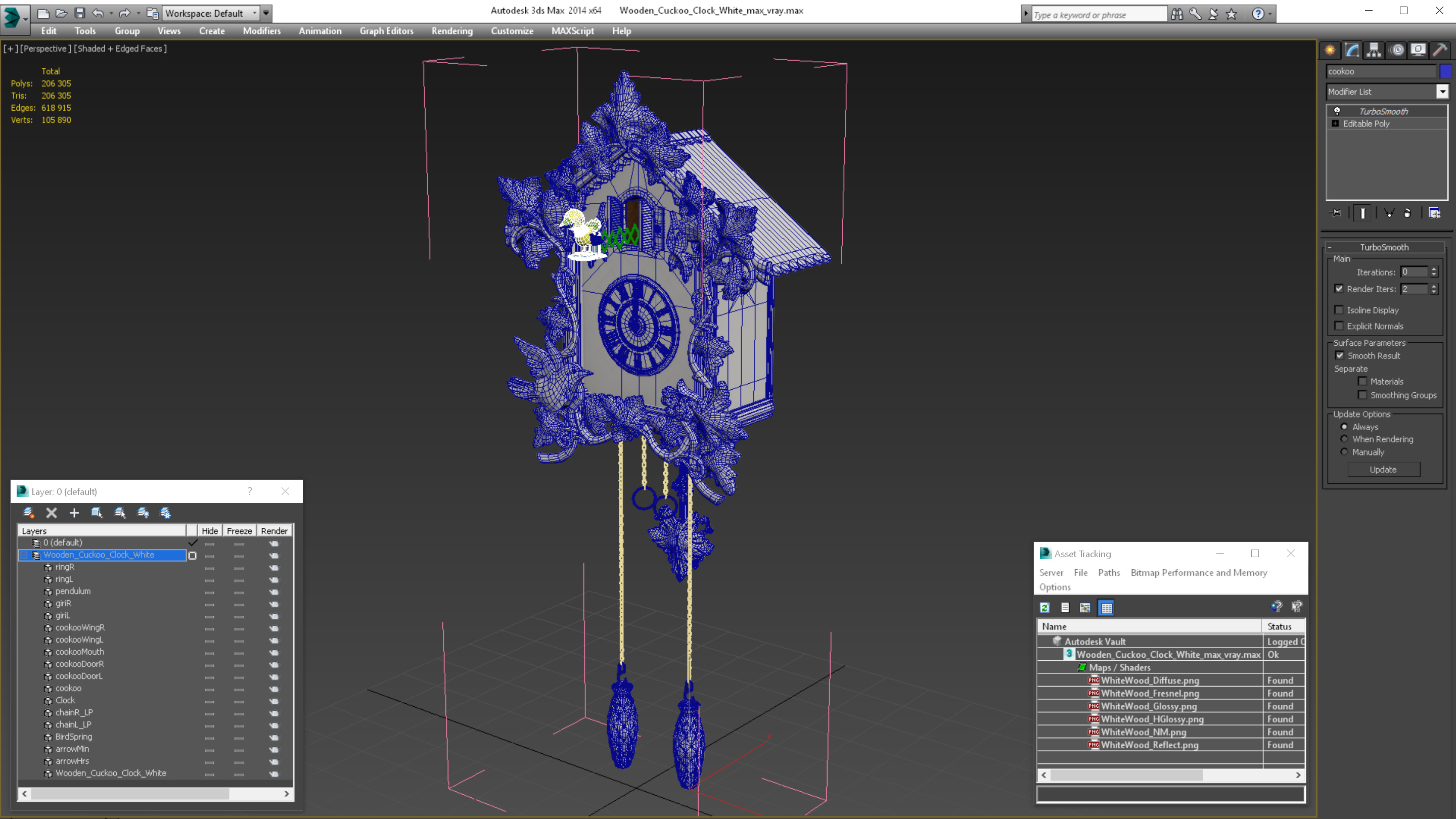 3D model Wooden Cuckoo Clock White