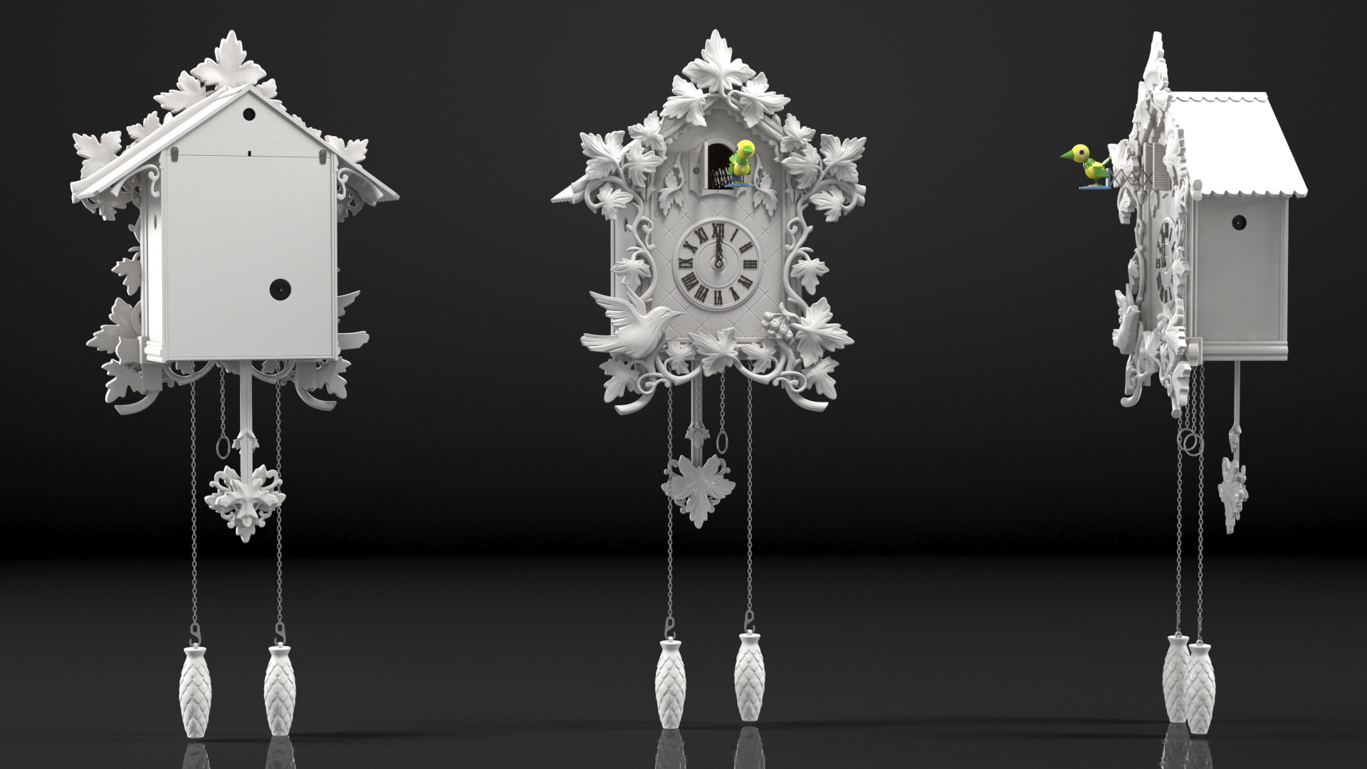 3D model Wooden Cuckoo Clock White