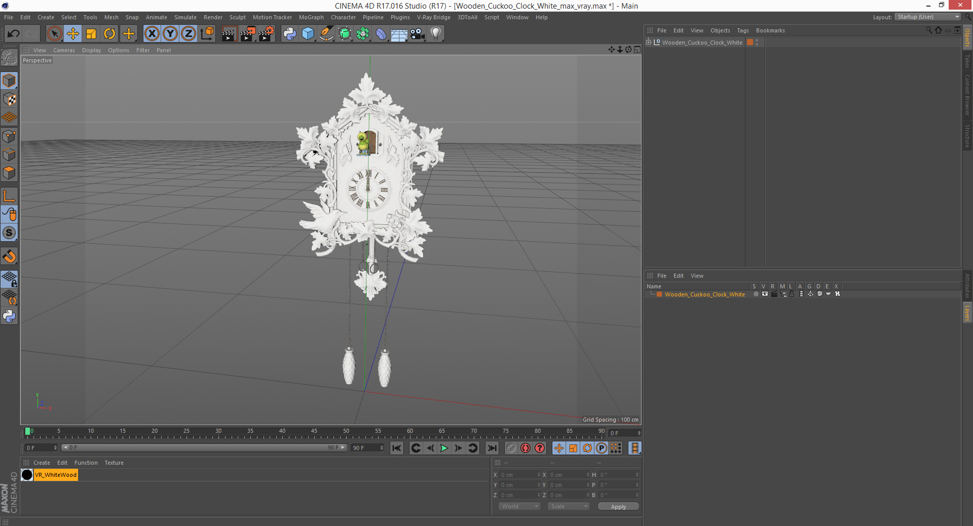 3D model Wooden Cuckoo Clock White