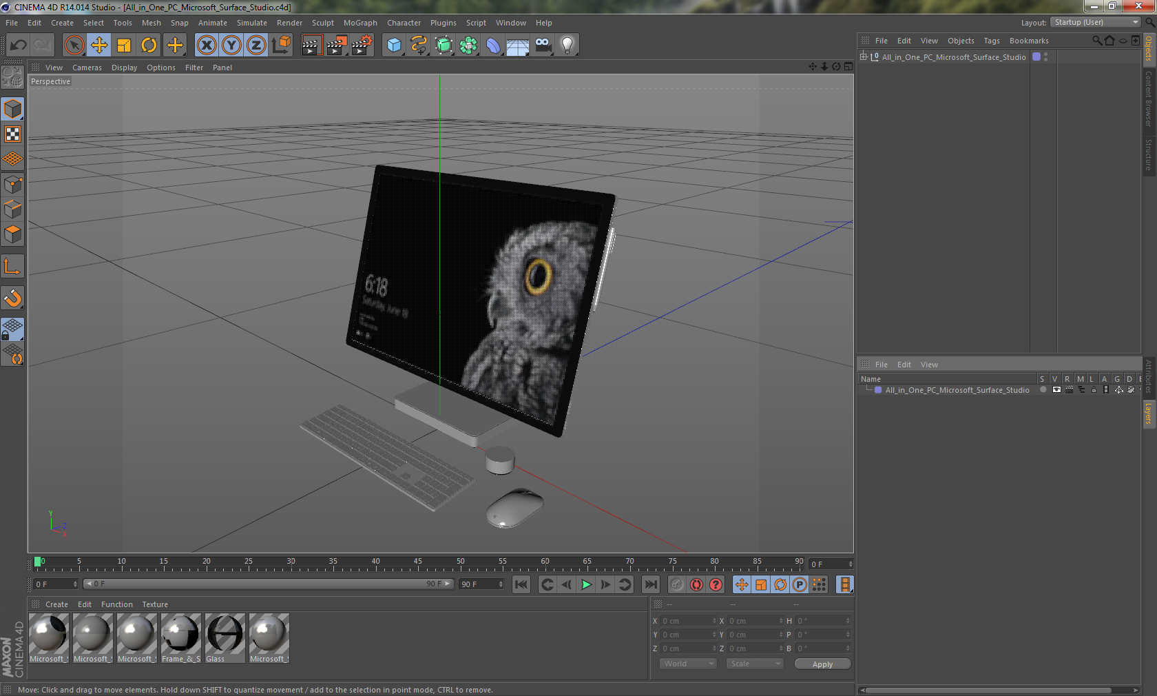 3D All in One PC Microsoft Surface Studio model