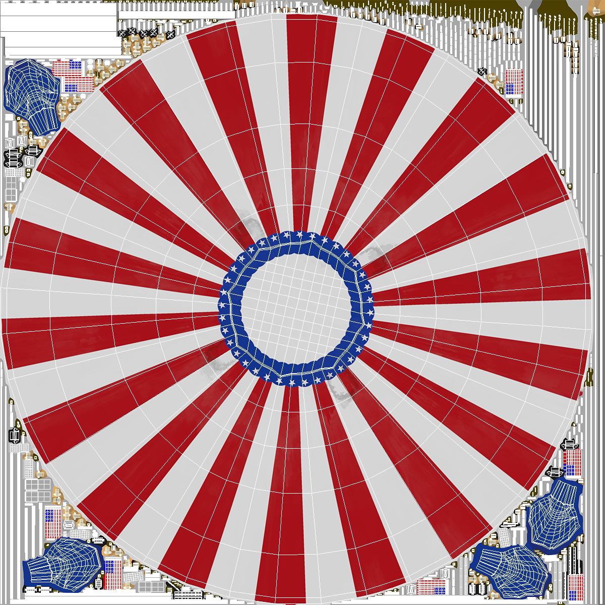Patriotic Circus Tent with Ticket Booth 3D model