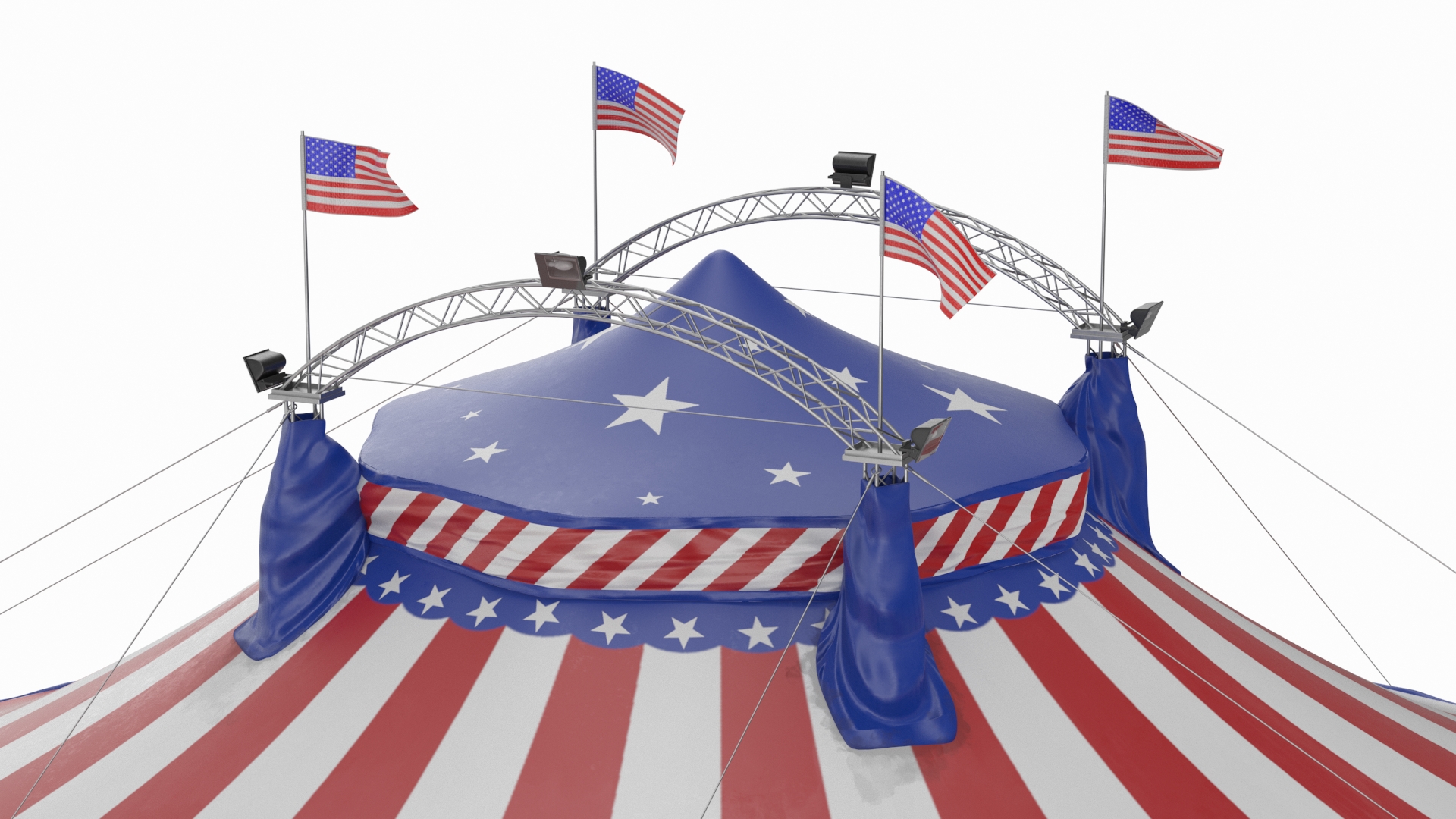 Patriotic Circus Tent with Ticket Booth 3D model
