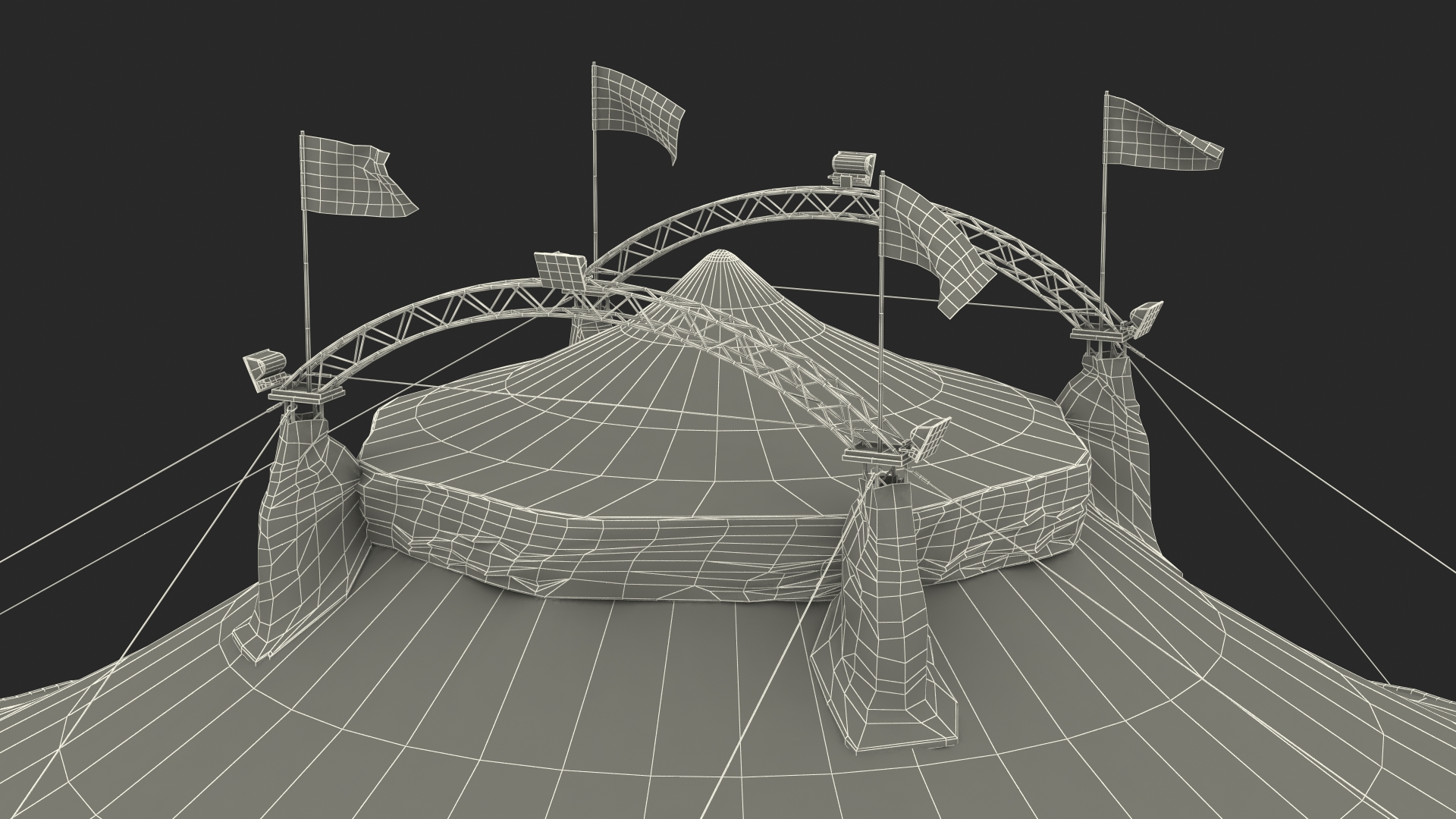 Patriotic Circus Tent with Ticket Booth 3D model