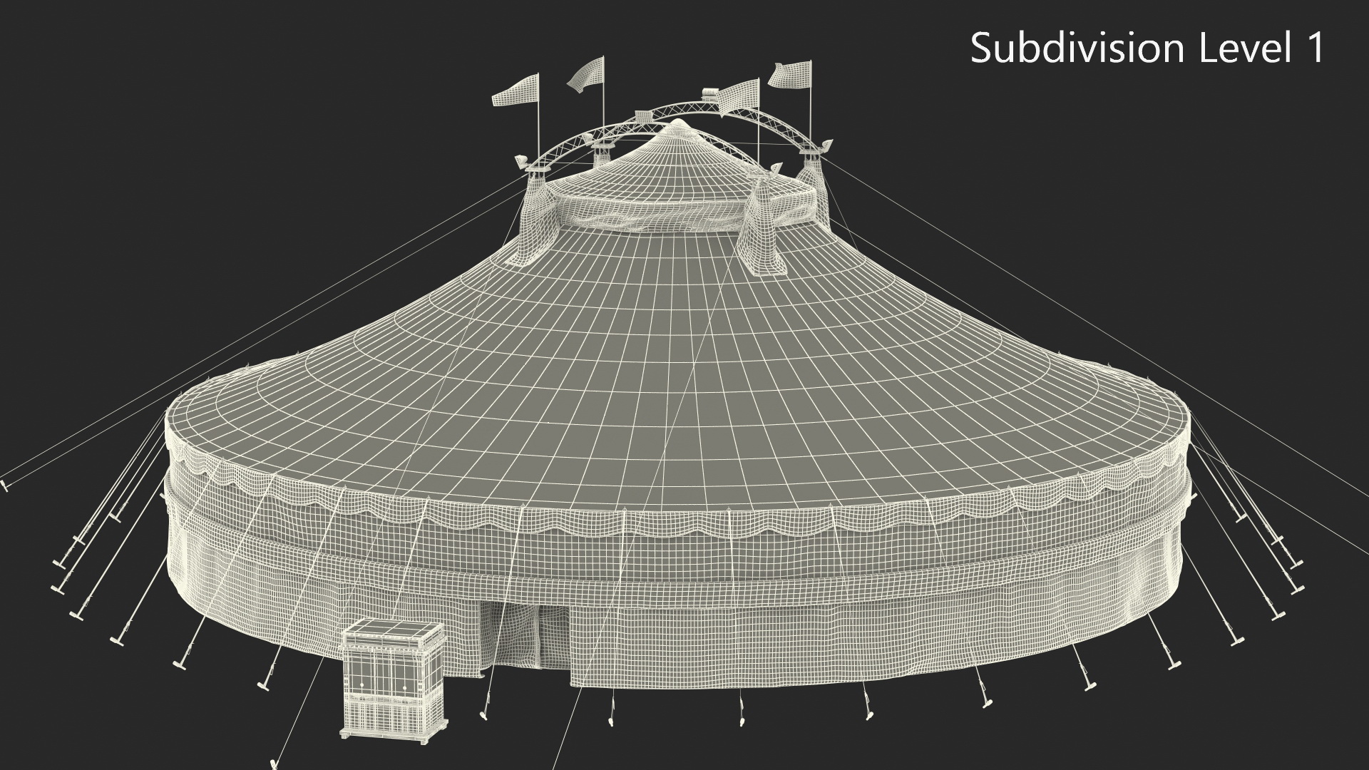 Patriotic Circus Tent with Ticket Booth 3D model