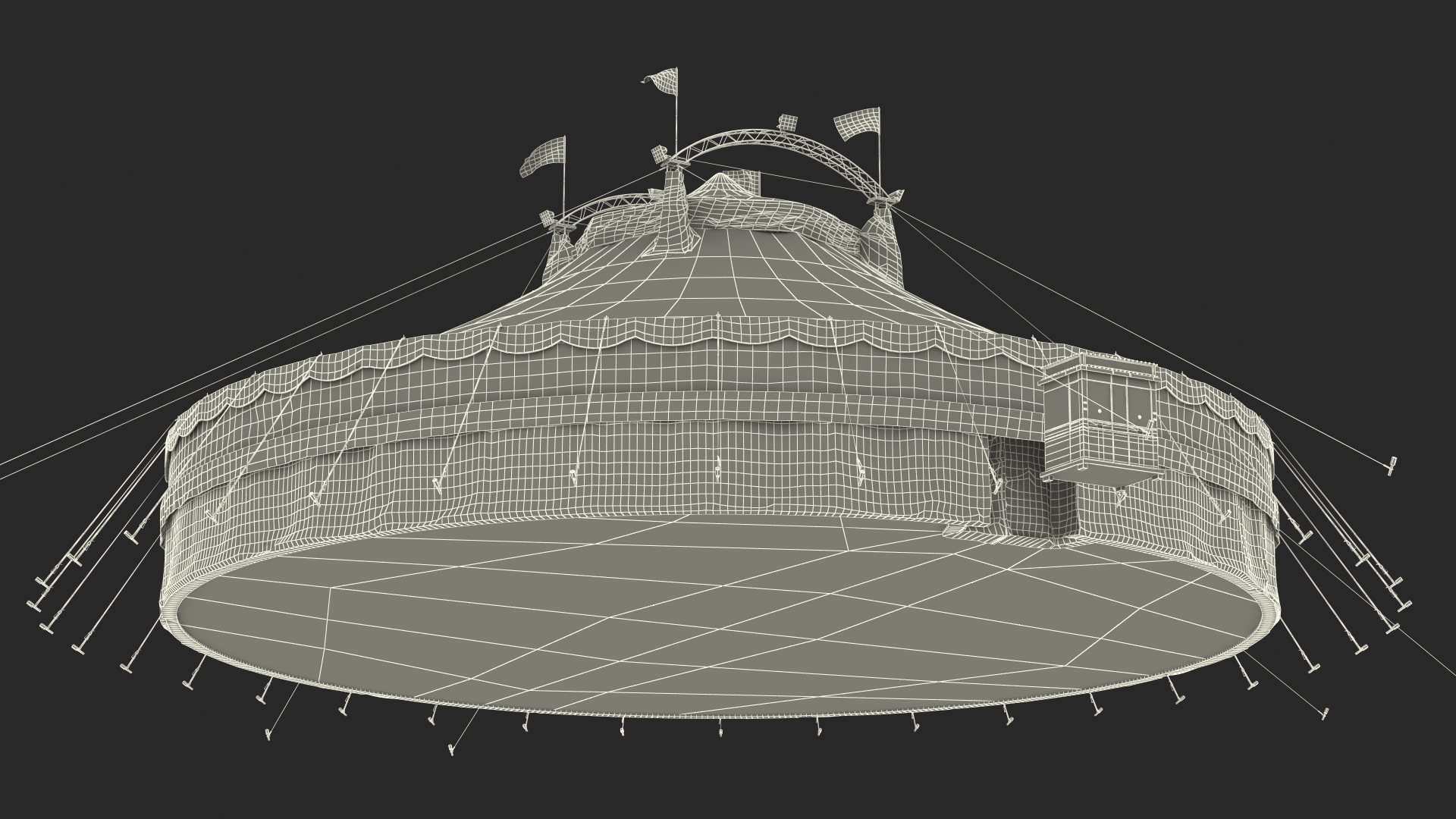 Patriotic Circus Tent with Ticket Booth 3D model