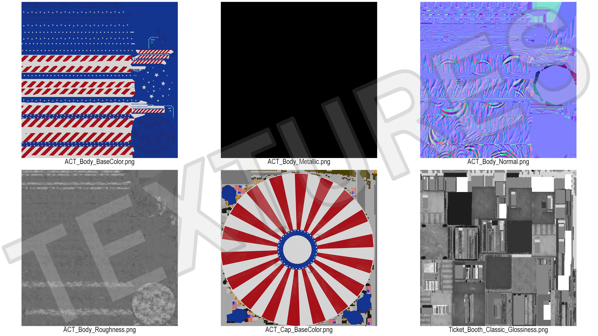 Patriotic Circus Tent with Ticket Booth 3D model