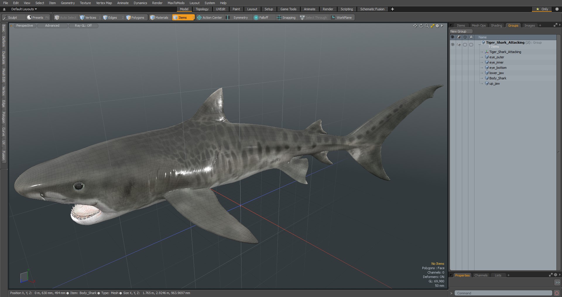 3D Tiger Shark Attacking
