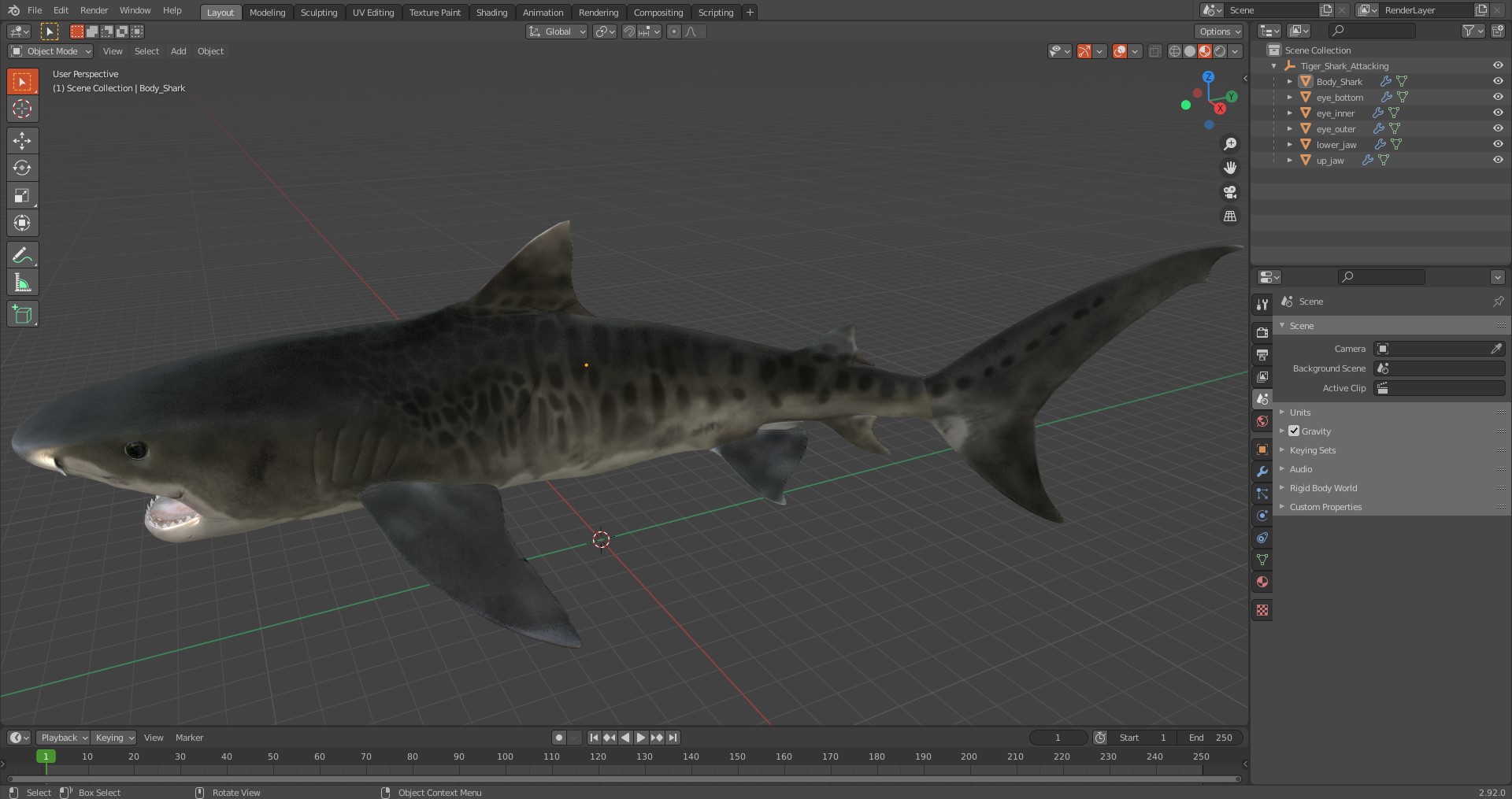 3D Tiger Shark Attacking