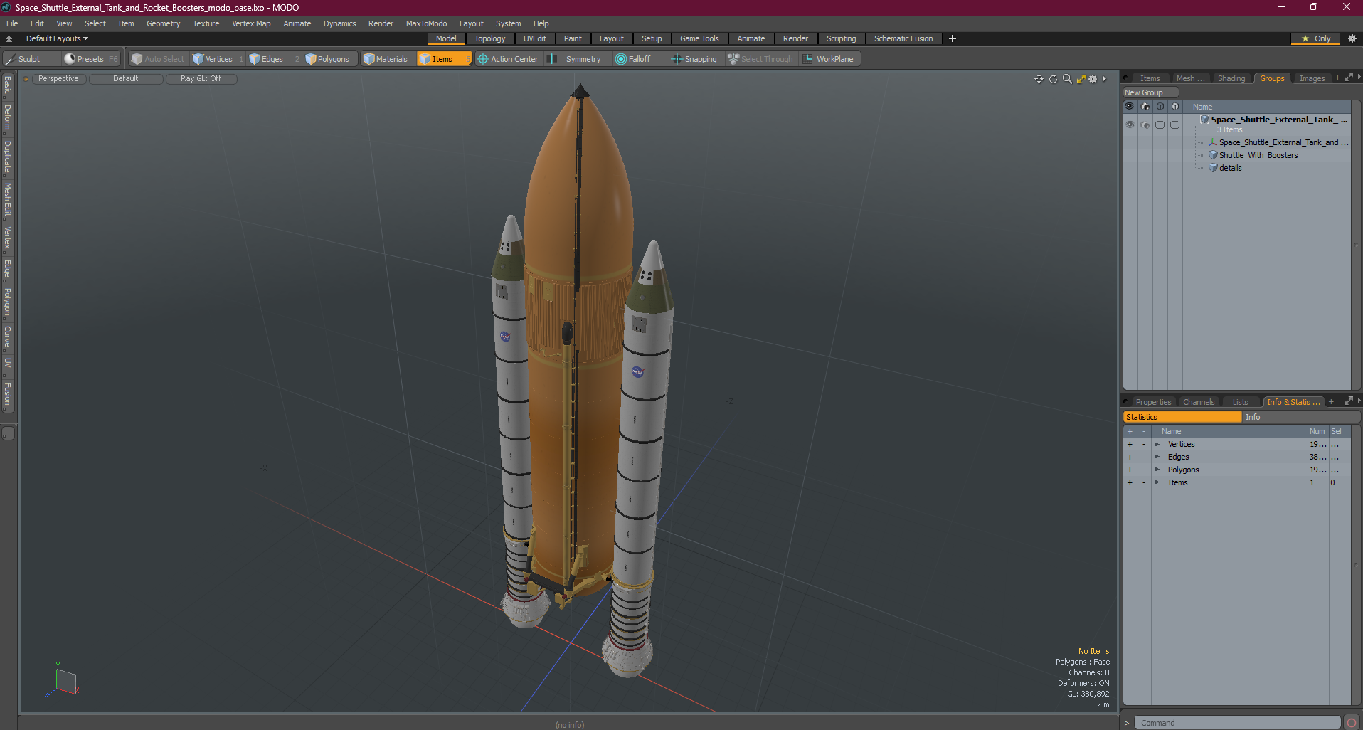 Space Shuttle External Tank and Rocket Boosters 3D