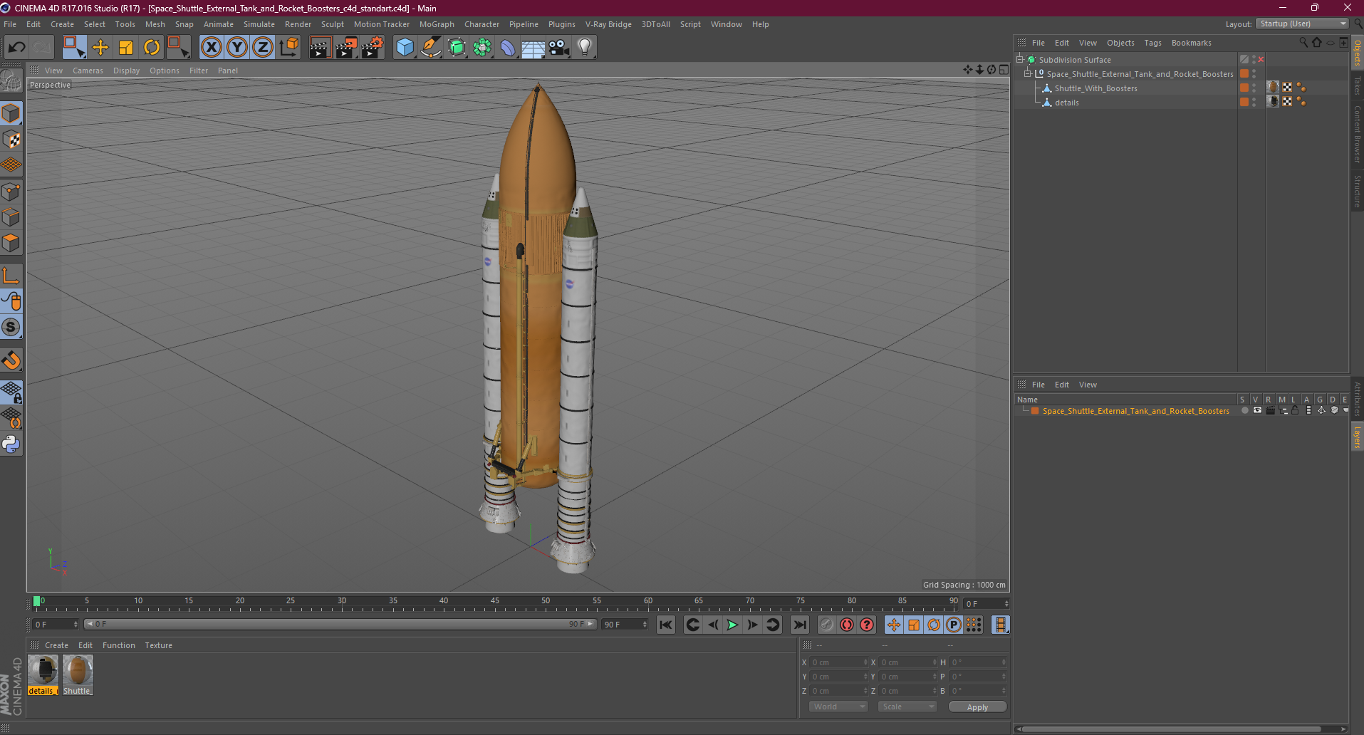 Space Shuttle External Tank and Rocket Boosters 3D