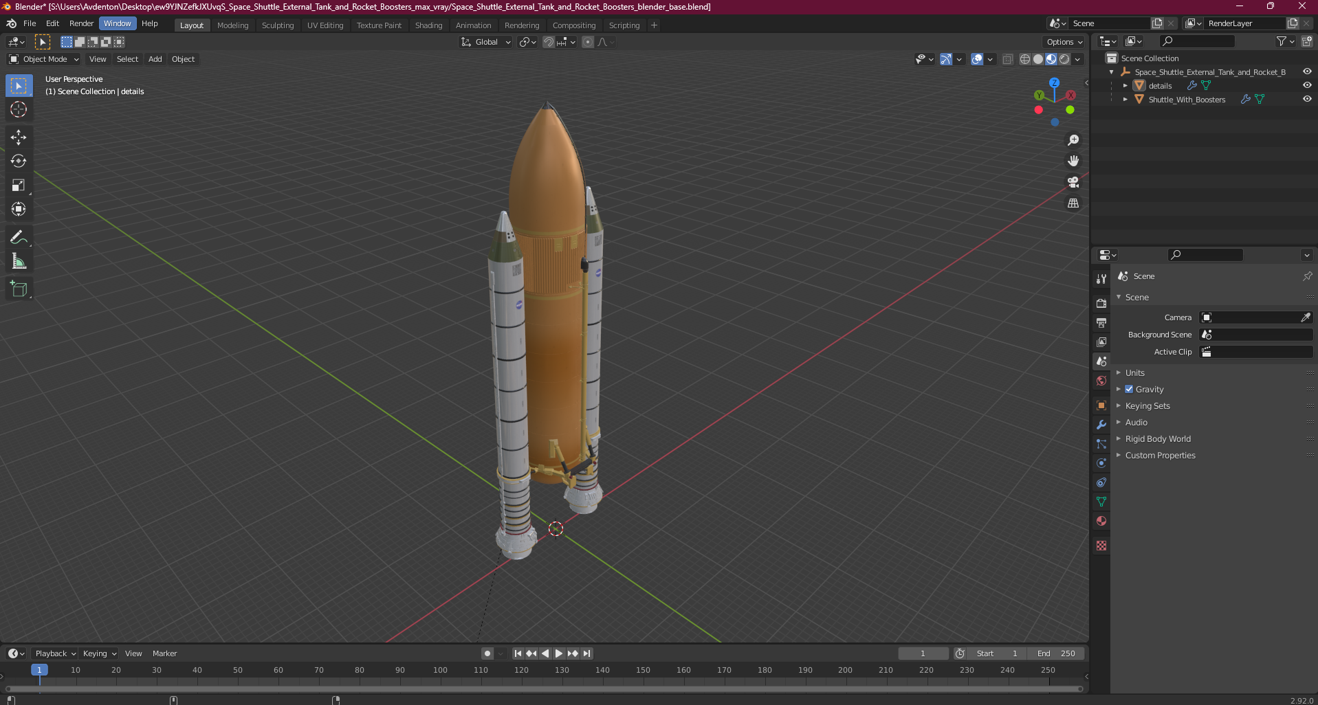 Space Shuttle External Tank and Rocket Boosters 3D