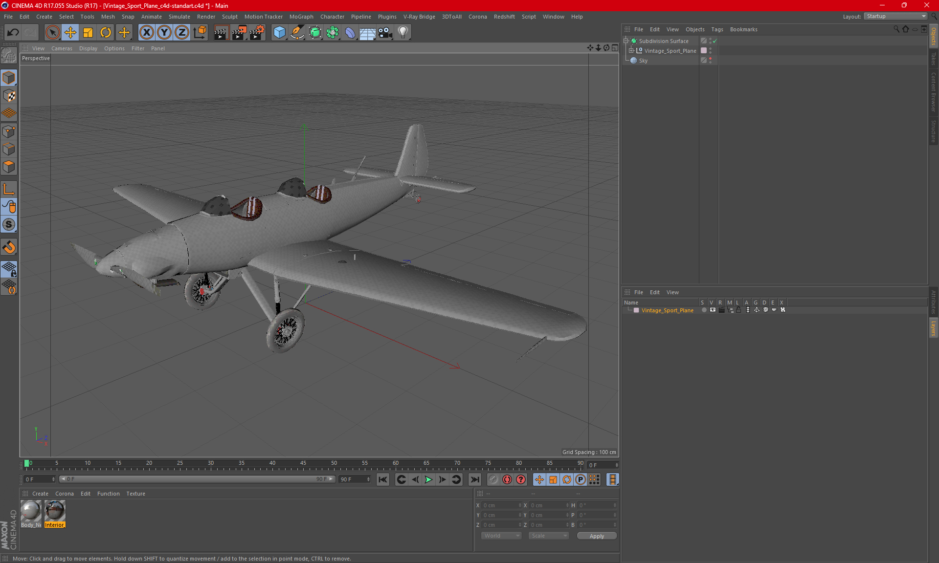 Vintage Sport Plane 3D model