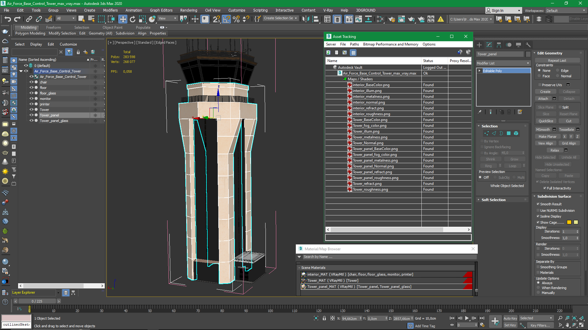 3D Air Force Base Control Tower model