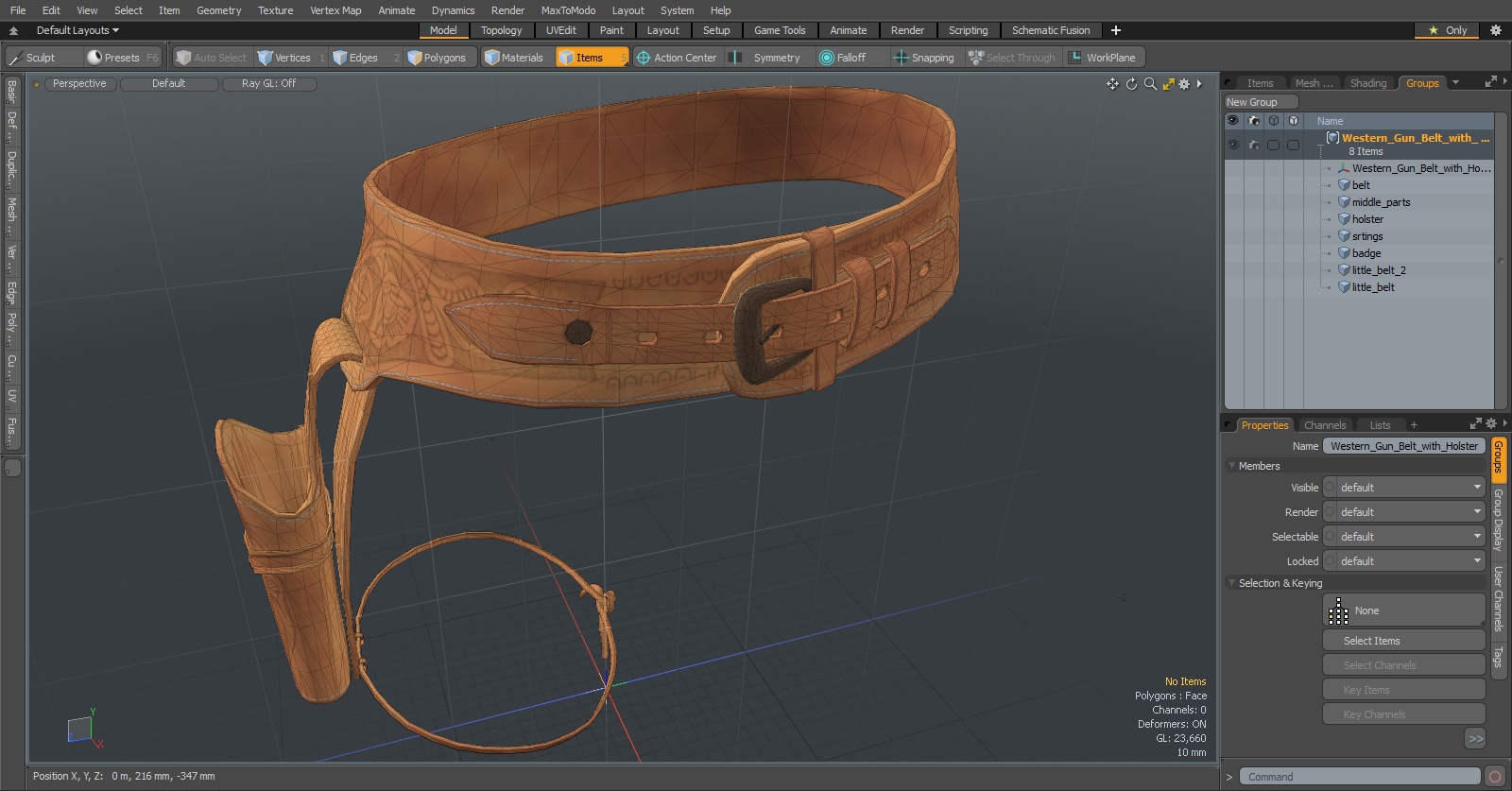 Western Gun Belt with Holster 3D model
