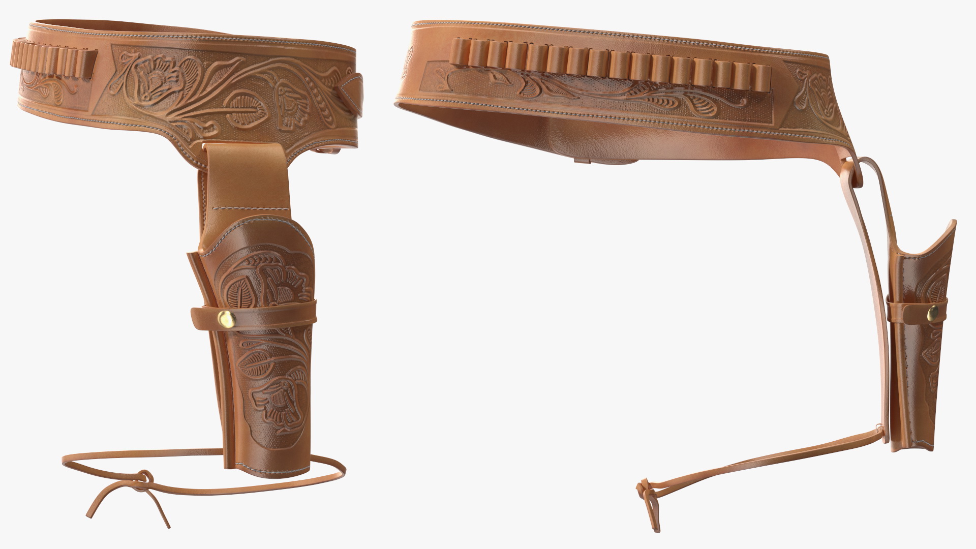 Western Gun Belt with Holster 3D model