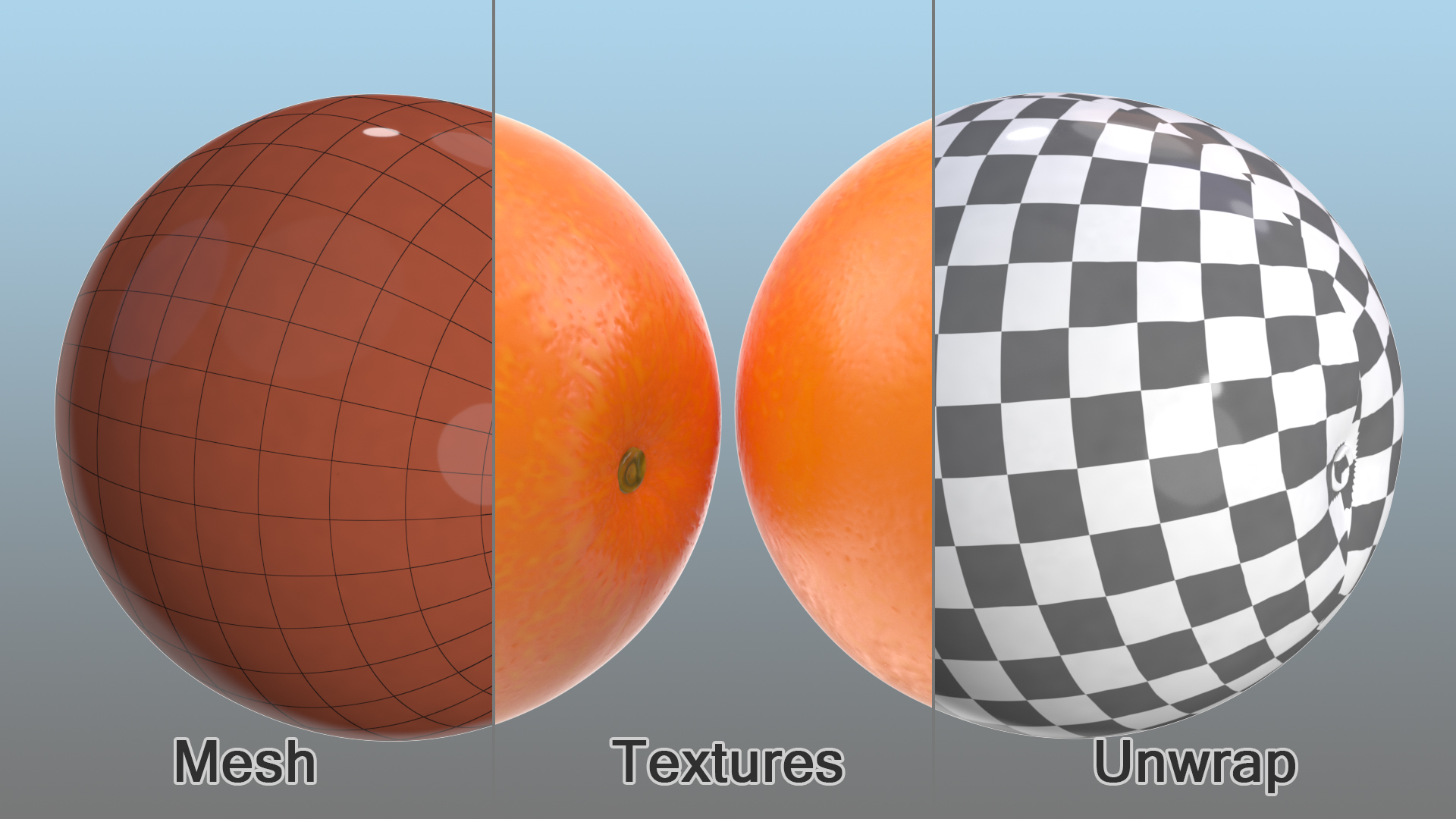 3D Whole Ripe Orange Fruit model