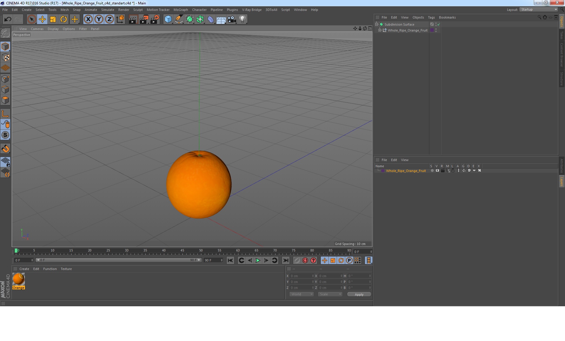 3D Whole Ripe Orange Fruit model