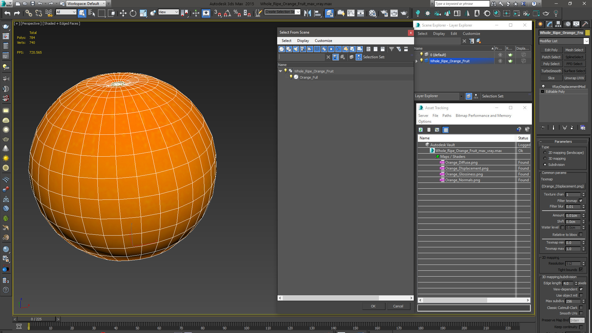 3D Whole Ripe Orange Fruit model