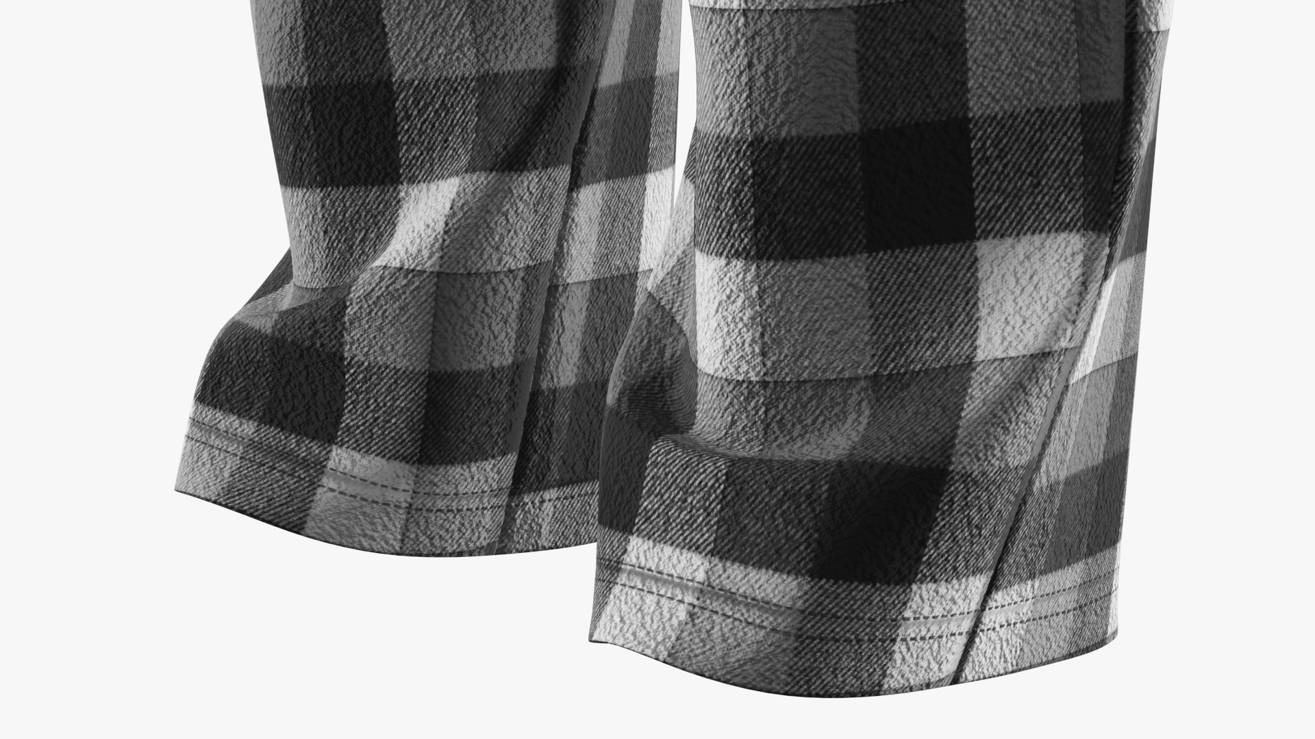 Family Pajama Pants Set with Plaid Pattern Black White, view 7