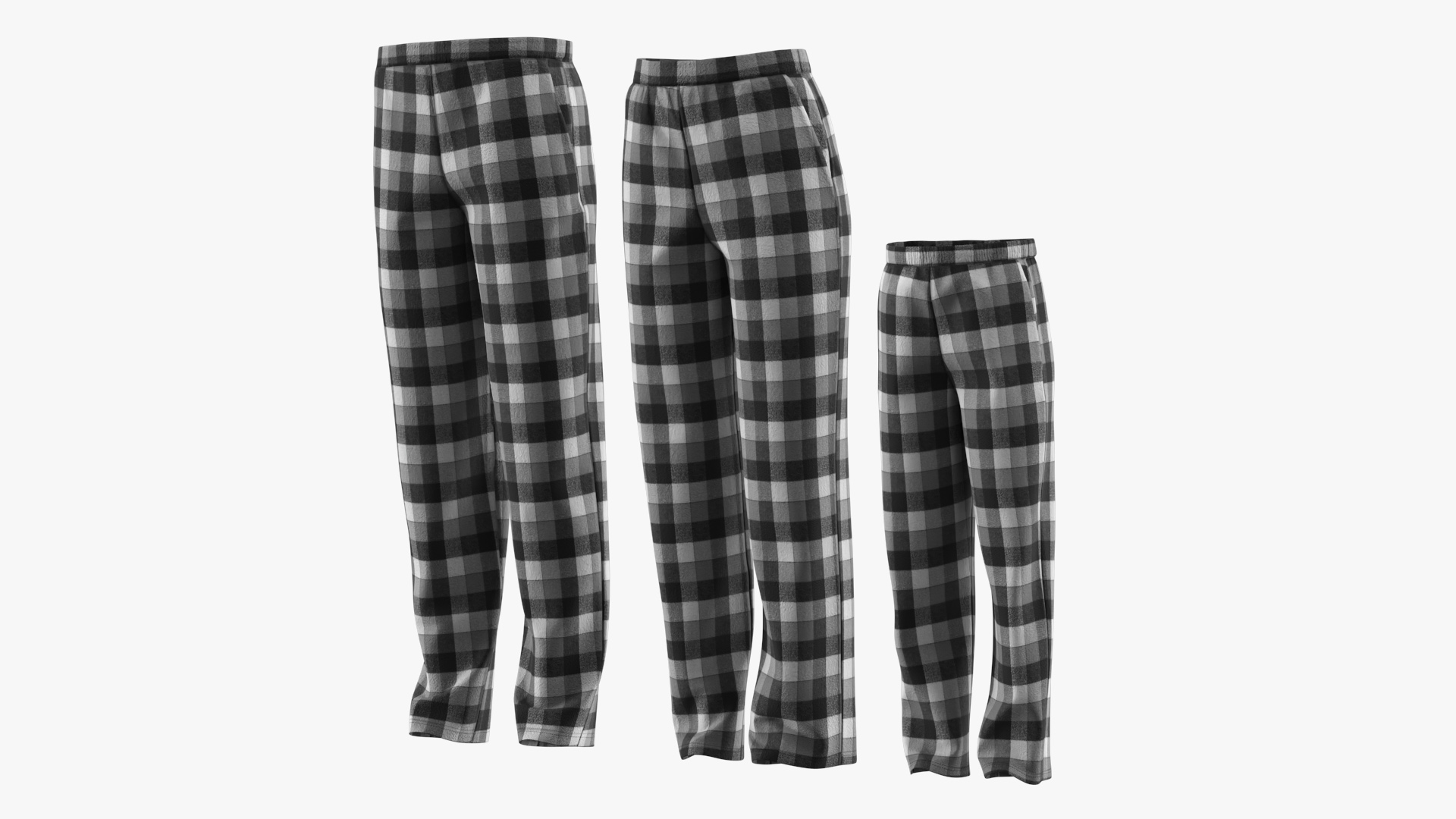 Family Pajama Pants Set with Plaid Pattern Black White