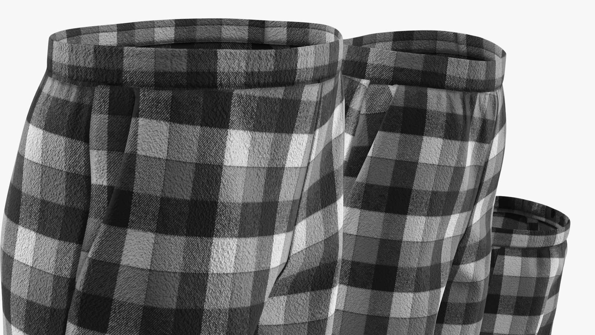 Family Pajama Pants Set with Plaid Pattern Black White, view 6
