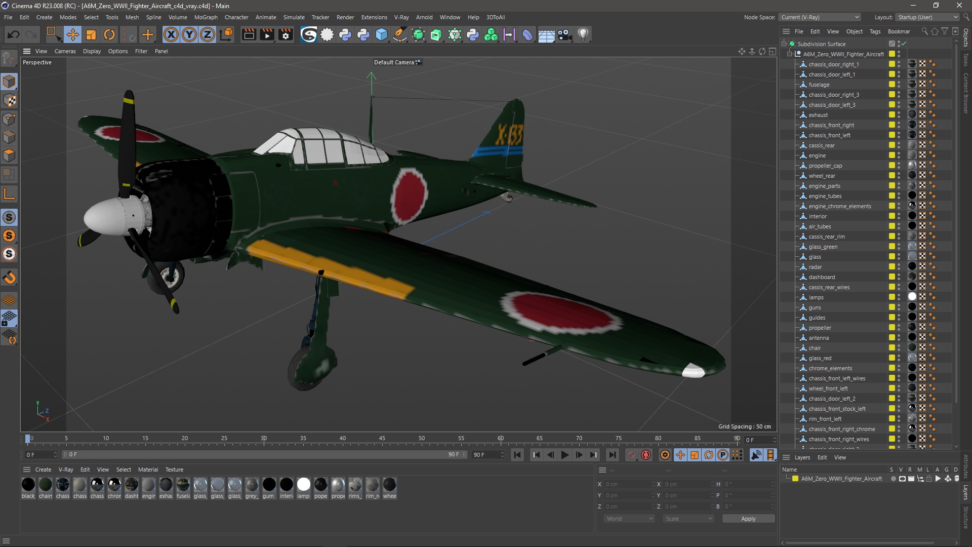 3D model A6M Zero WWII Fighter Aircraft