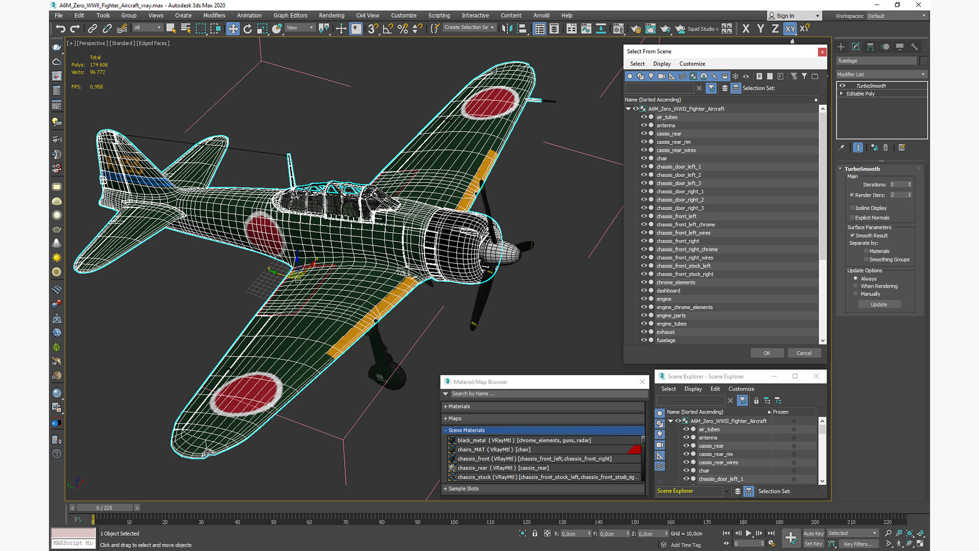 3D model A6M Zero WWII Fighter Aircraft