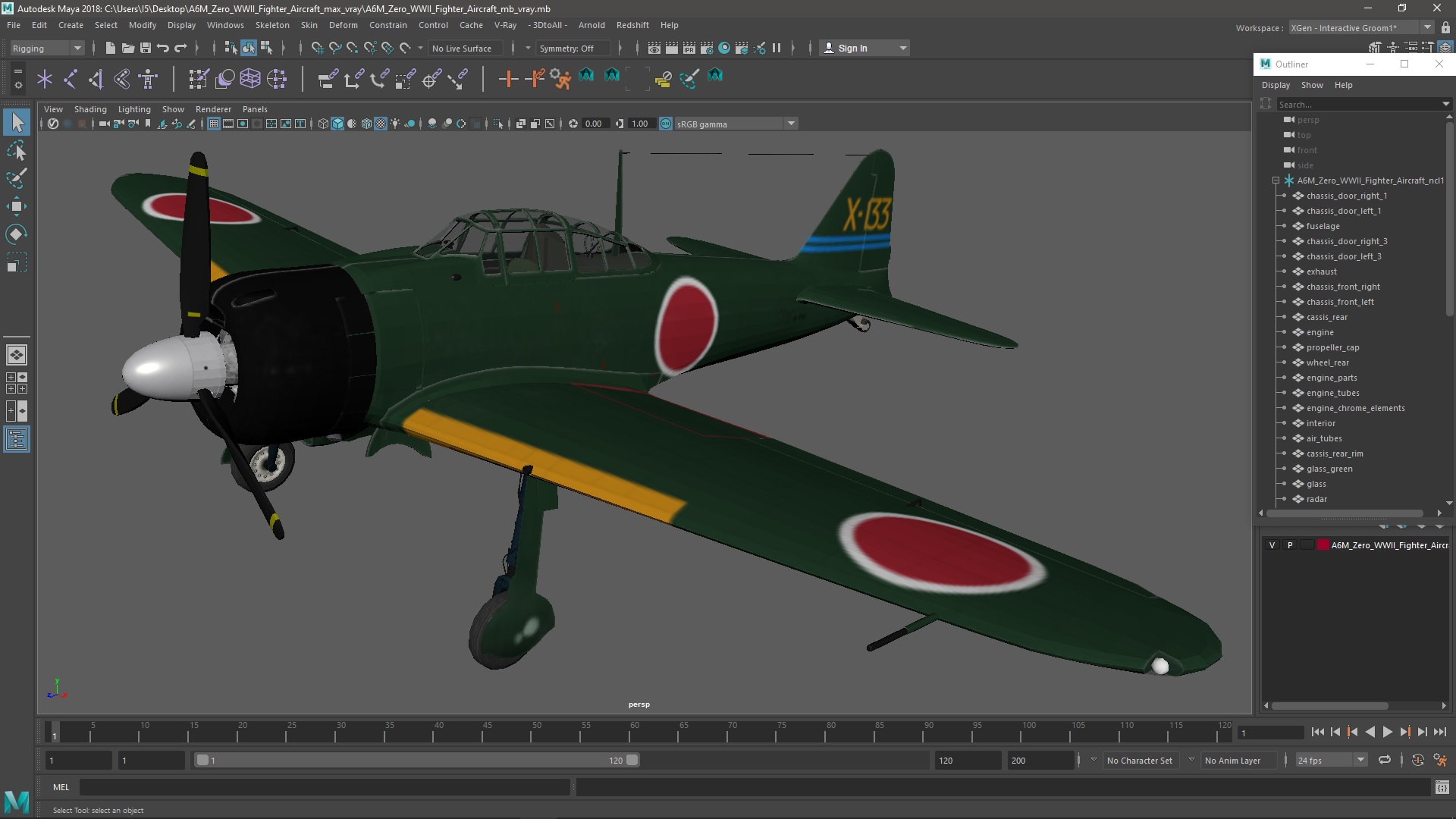 3D model A6M Zero WWII Fighter Aircraft