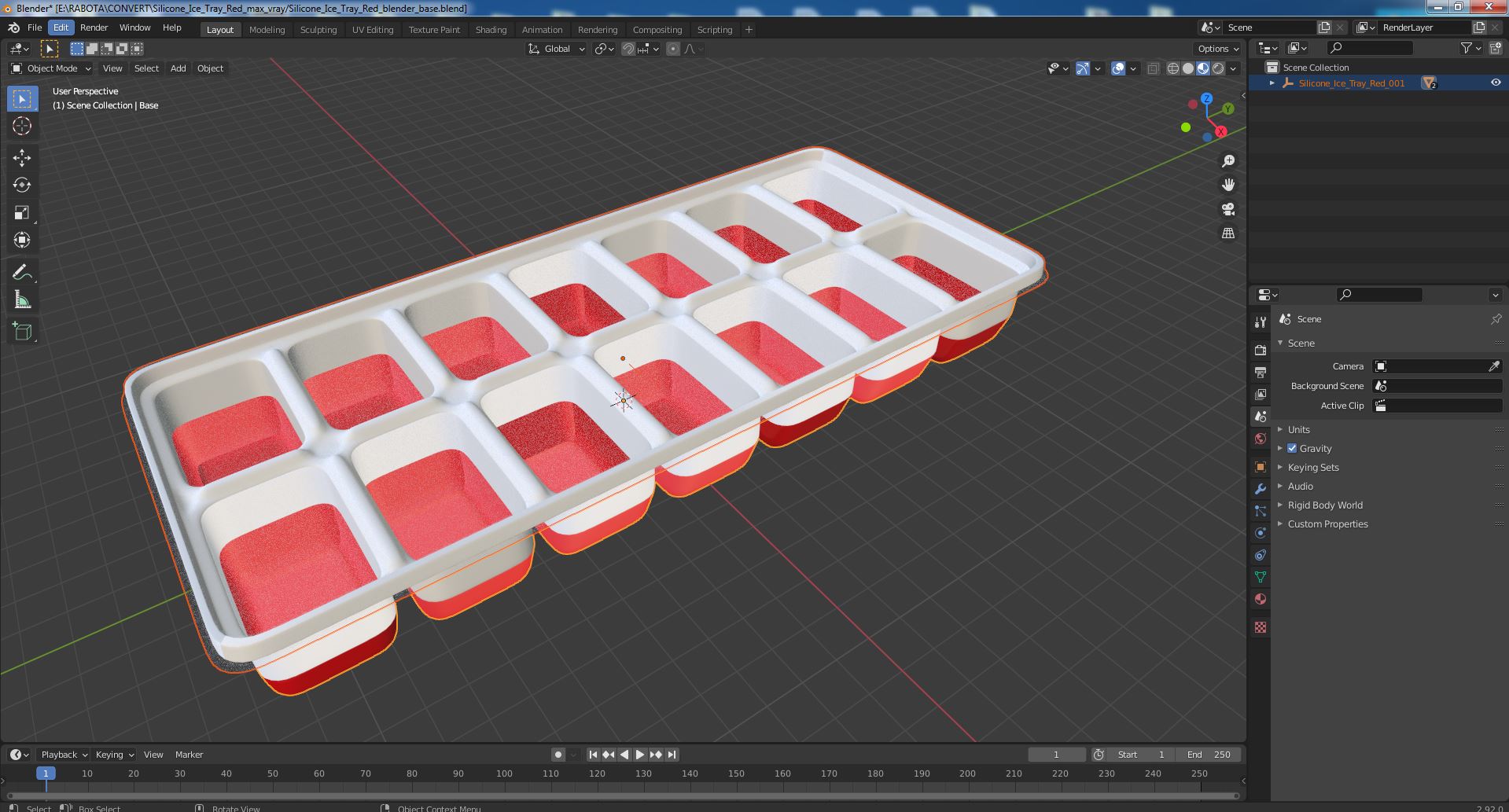 3D Silicone Ice Tray Red