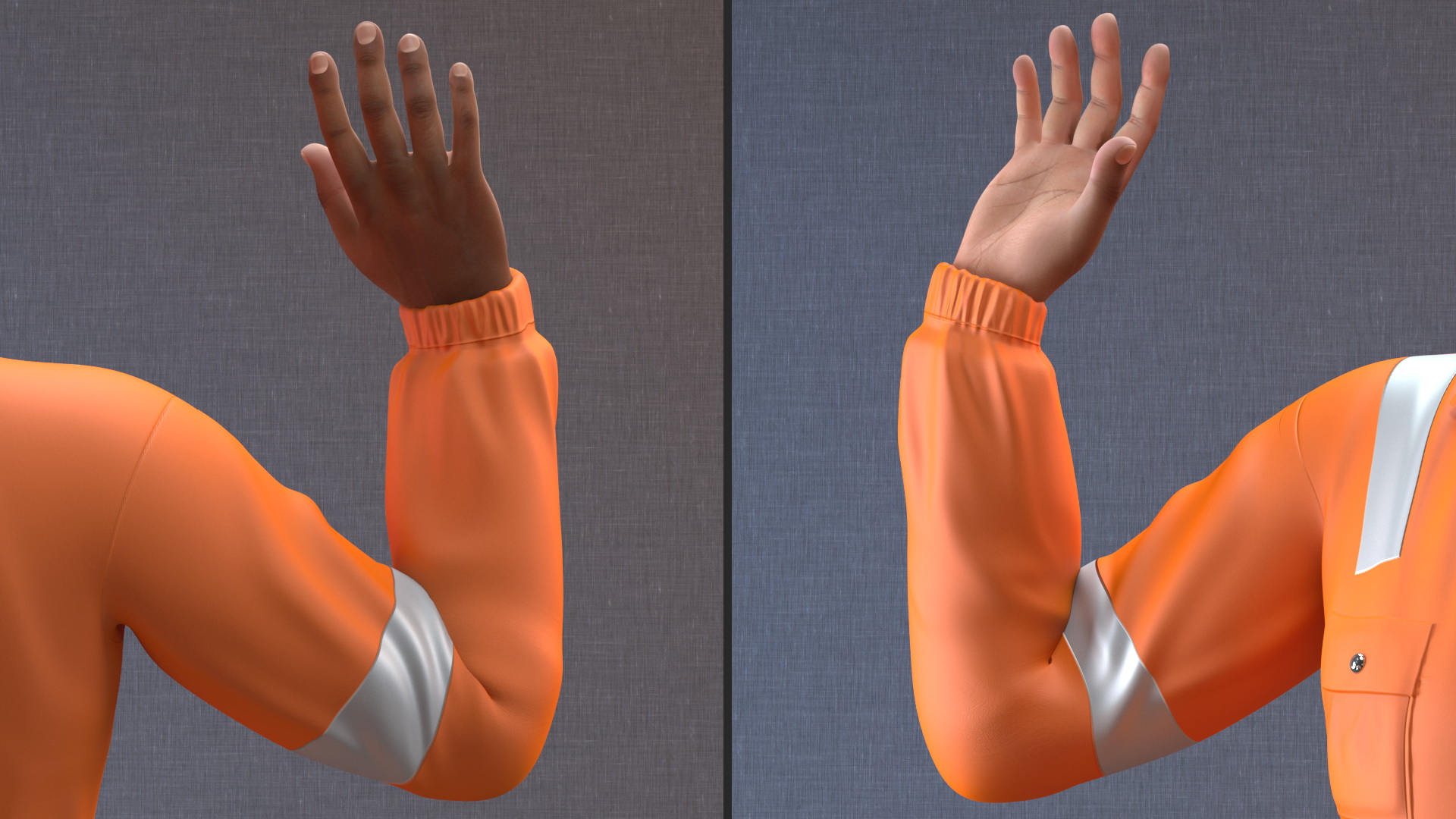 3D Light Skin Black Road Worker model