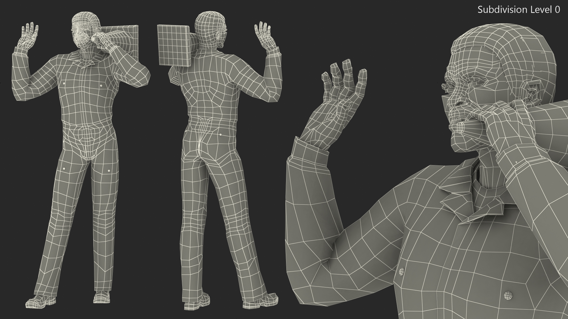 3D Light Skin Black Road Worker model