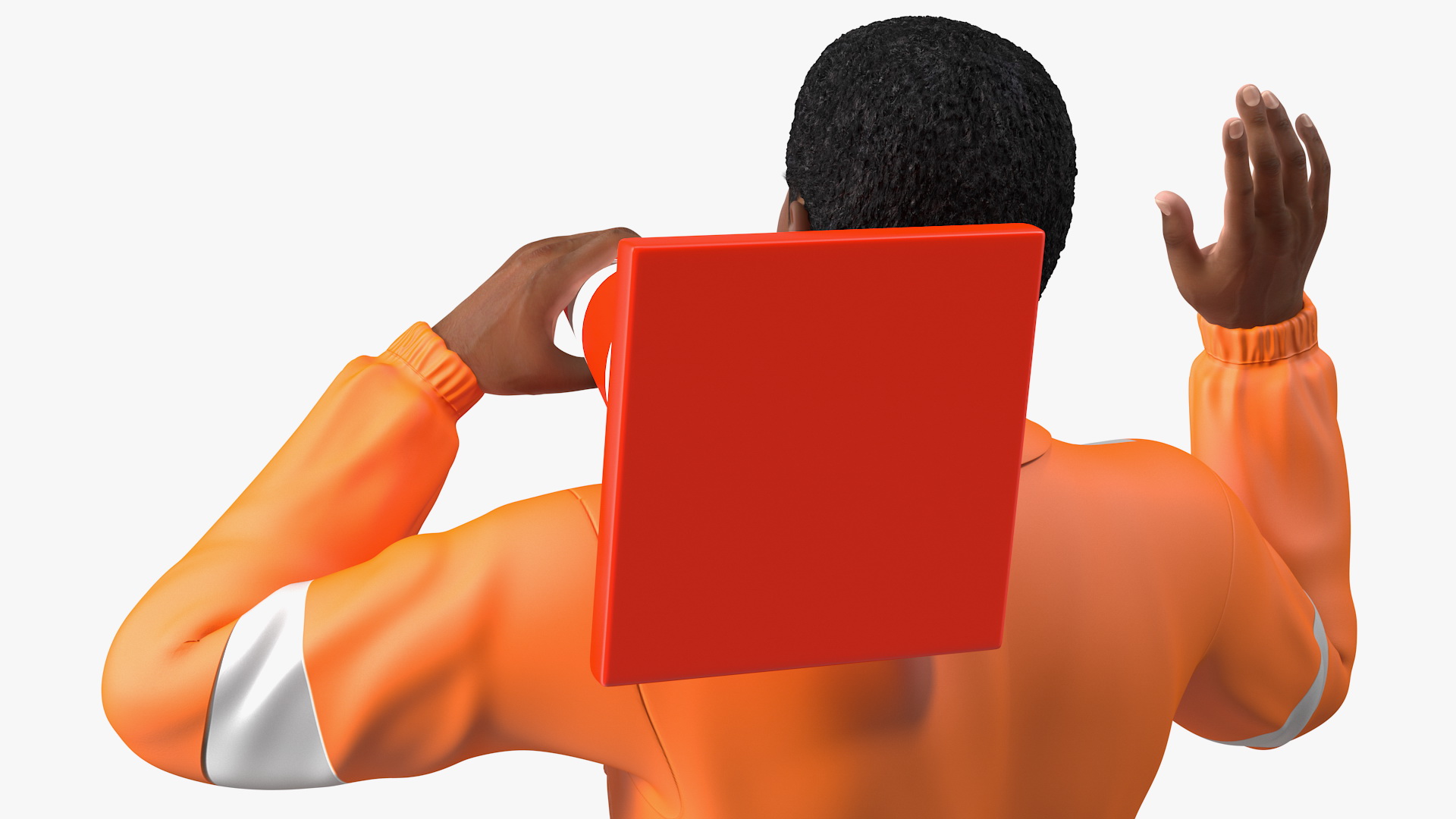 3D Light Skin Black Road Worker model