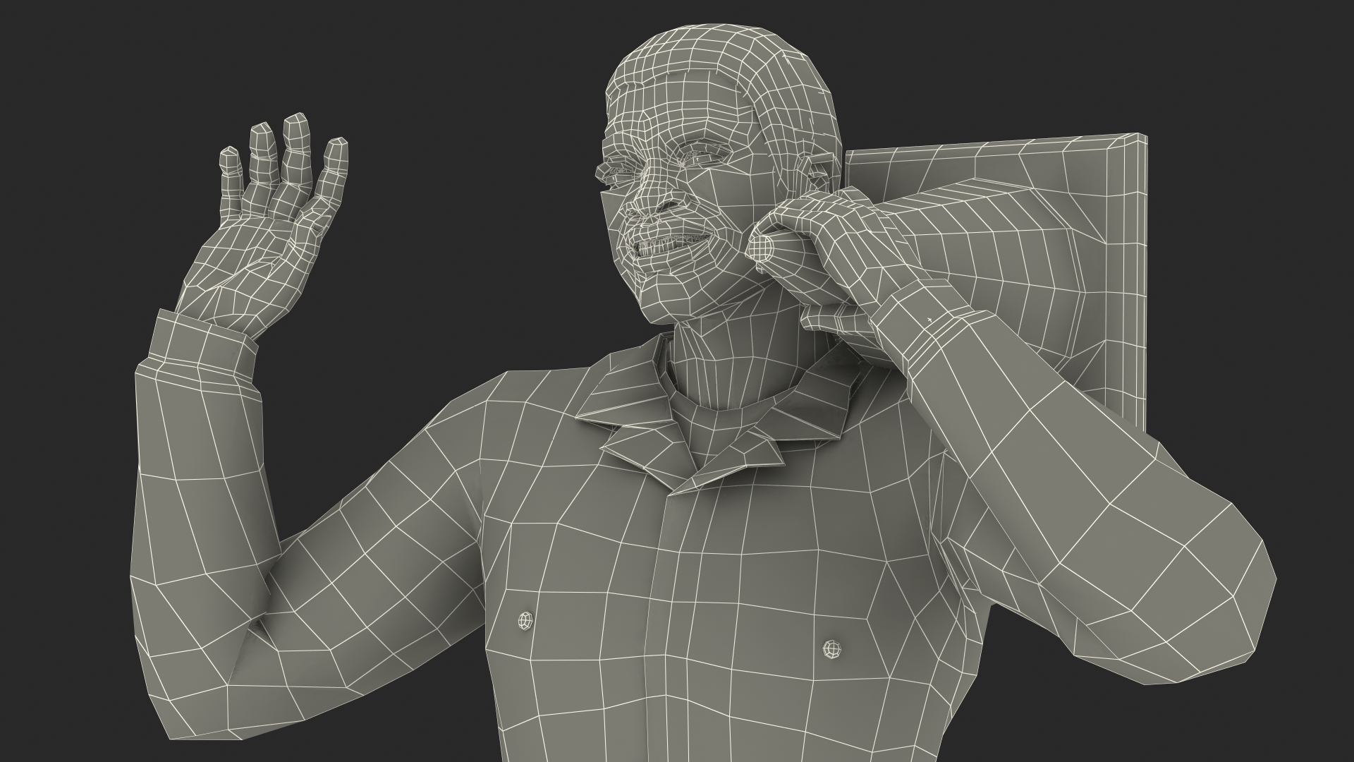 3D Light Skin Black Road Worker model