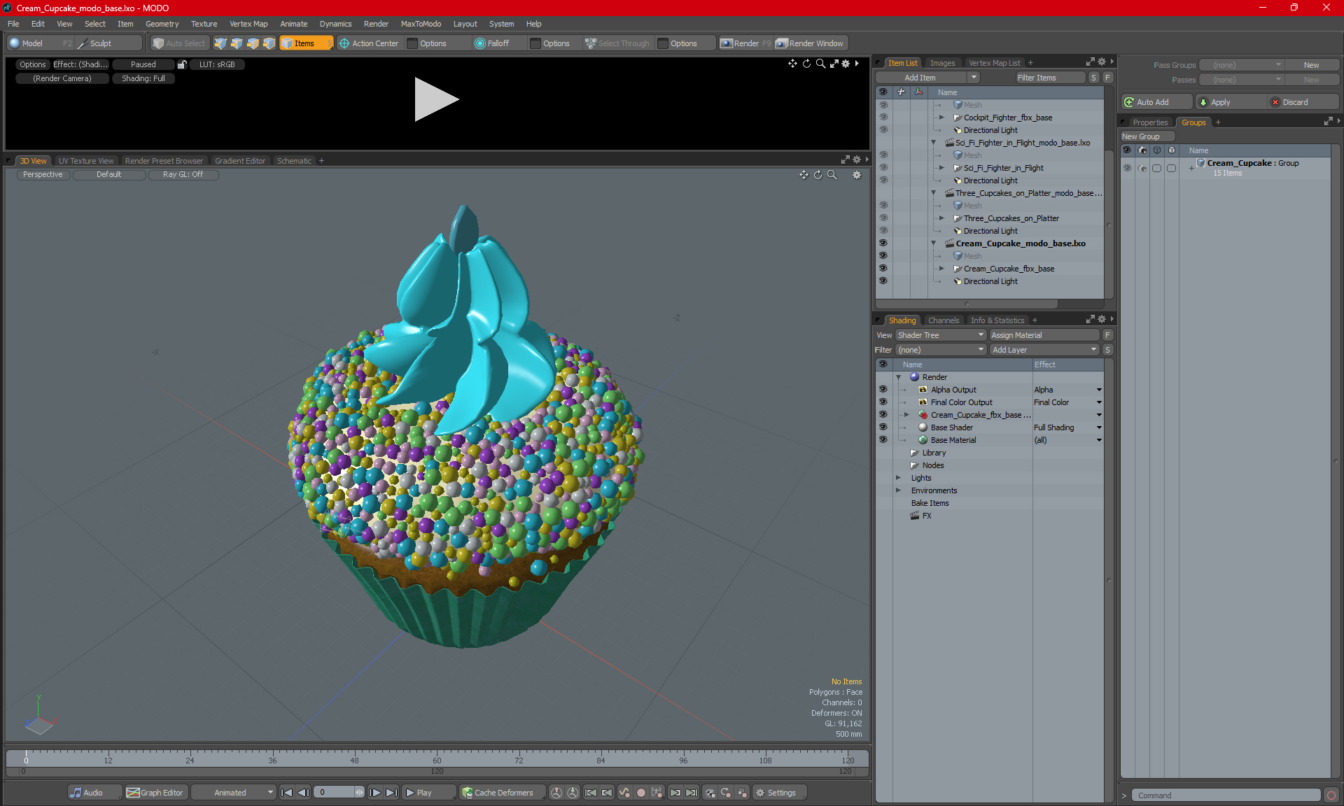3D Cream Cupcake model