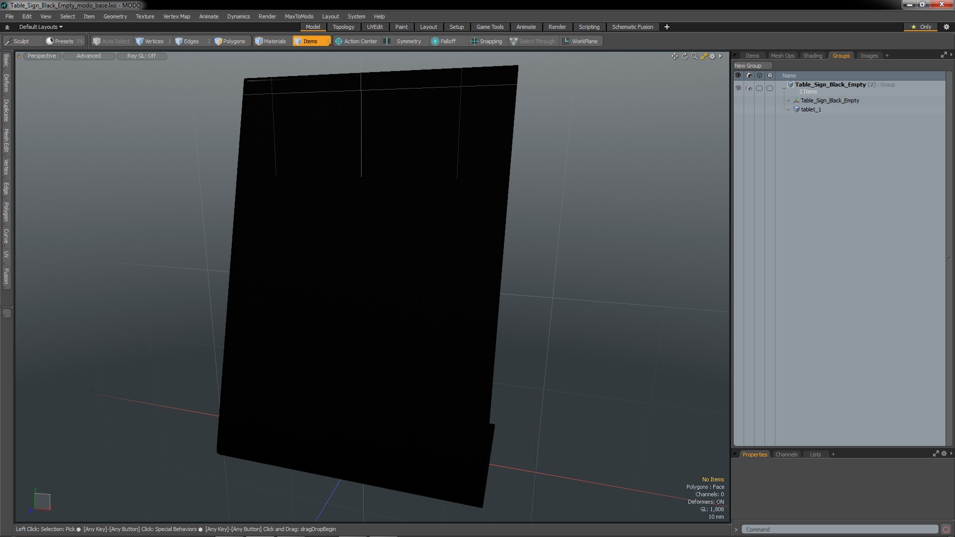 Table Sign Black Empty 3D